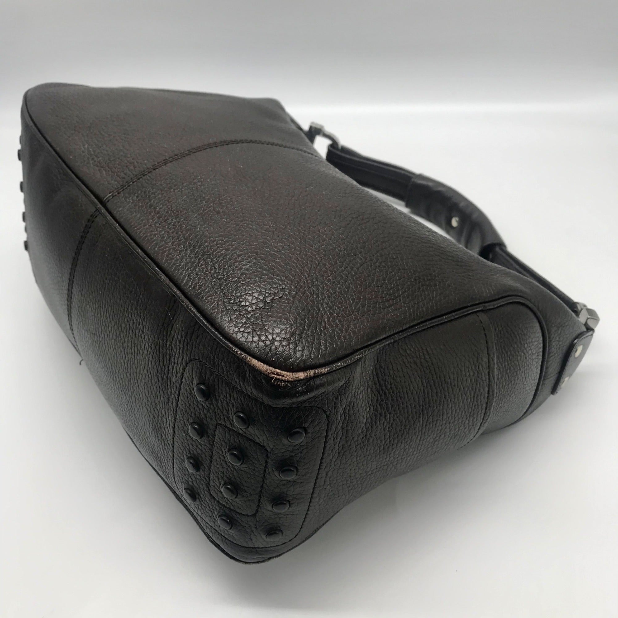 Tod's Brown Pebbled Leather Shoulder Bag