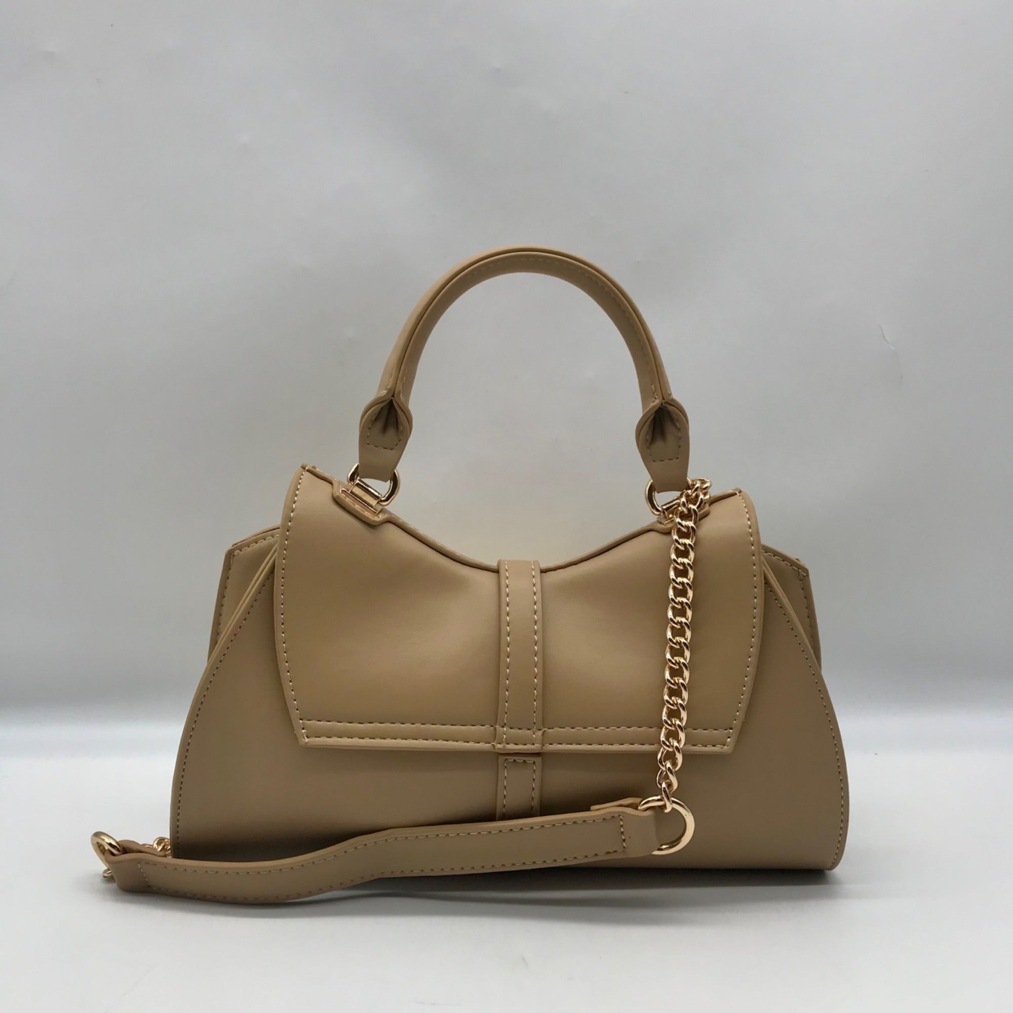 MMS Beige Leather Mini Crossbody Bag