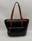 Dooney & Bourke Black & Brown Ostrich Leather Charleston Tote