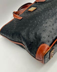 Dooney & Bourke Black & Brown Ostrich Leather Charleston Tote