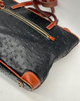 Dooney & Bourke Black & Brown Ostrich Leather Charleston Tote