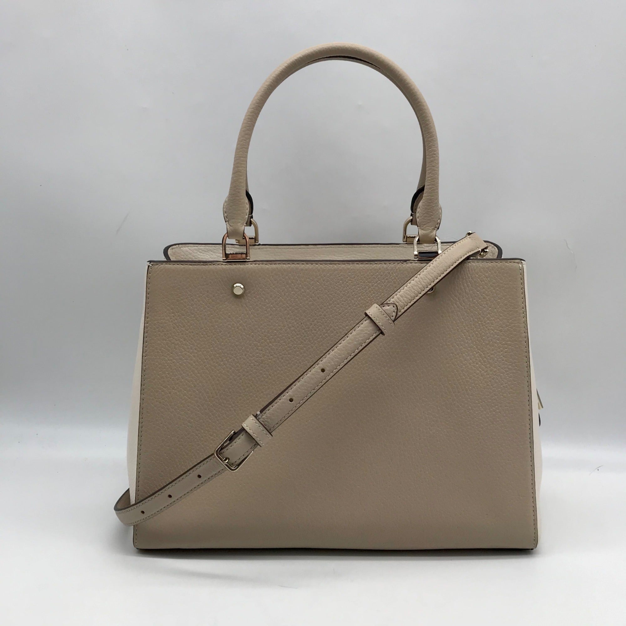 Kate Spade Light Sand Pebbled Leather Leila Convertible Satchel