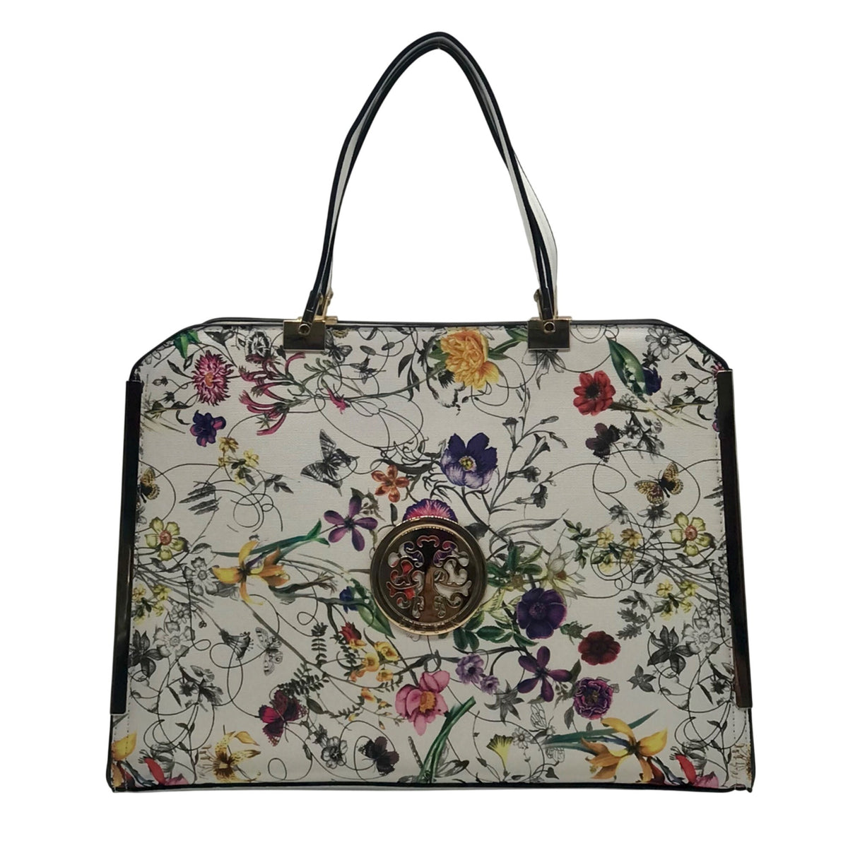 Dasien Botanical Floral Print Faux Leather Satchel Set
