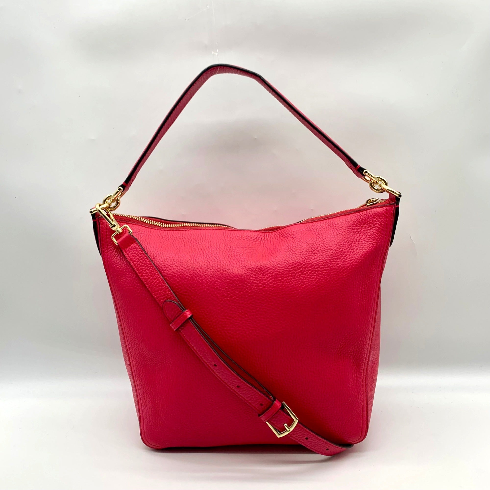Furla Hot Pink Pebbled Leather Atena Hobo Bag