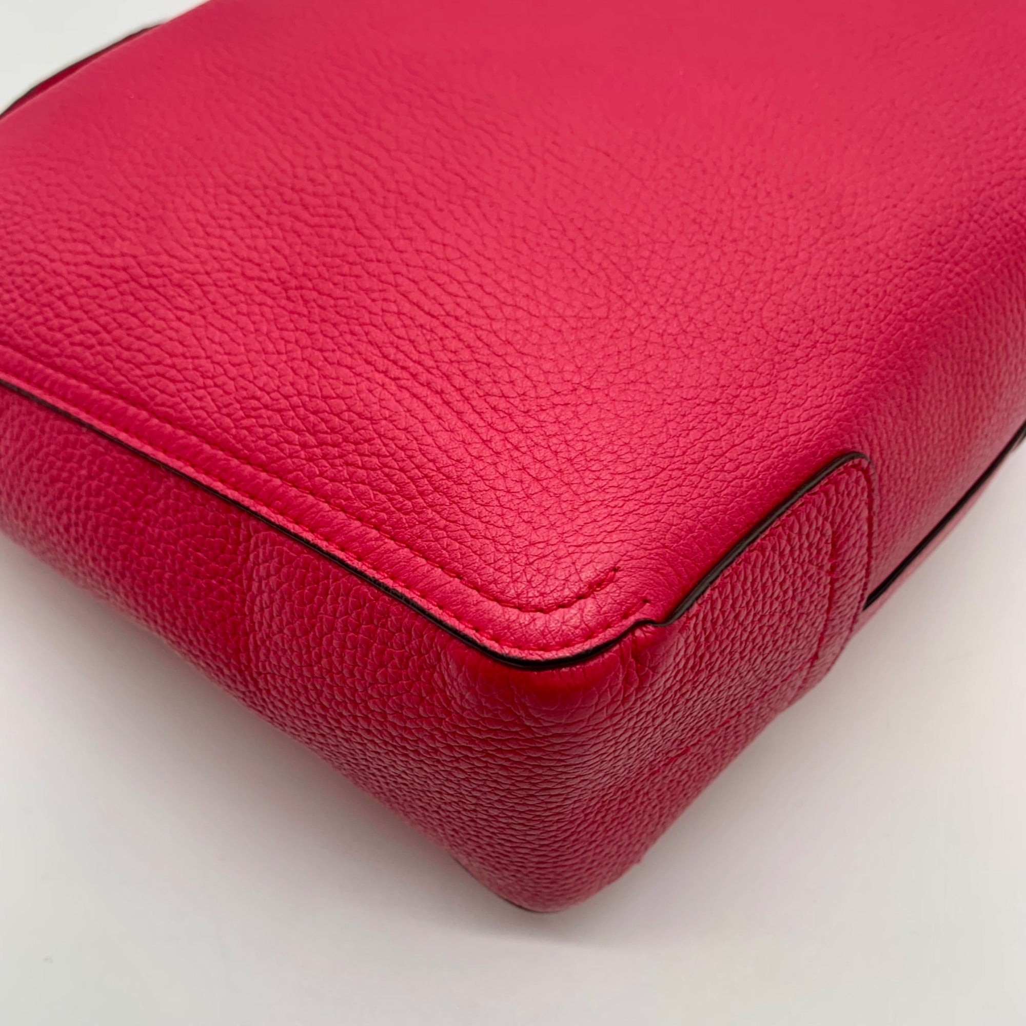 Furla Hot Pink Pebbled Leather Atena Hobo Bag