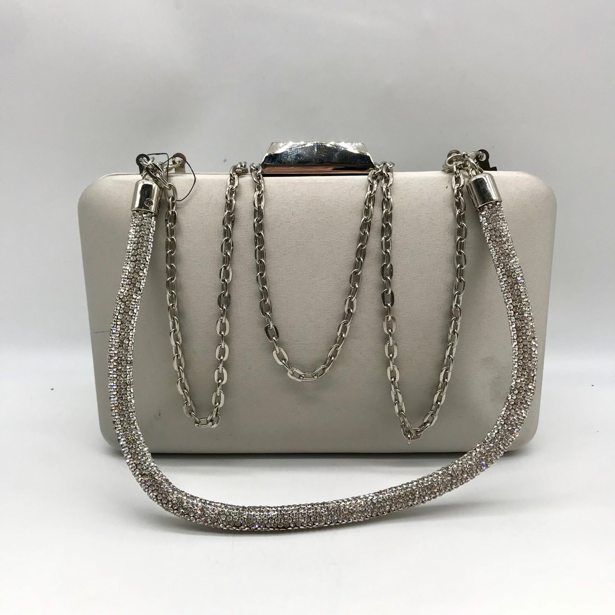 I.N.C. International Concepts Silver Crystal Top Handle Frame Convertible Crossbody Bag