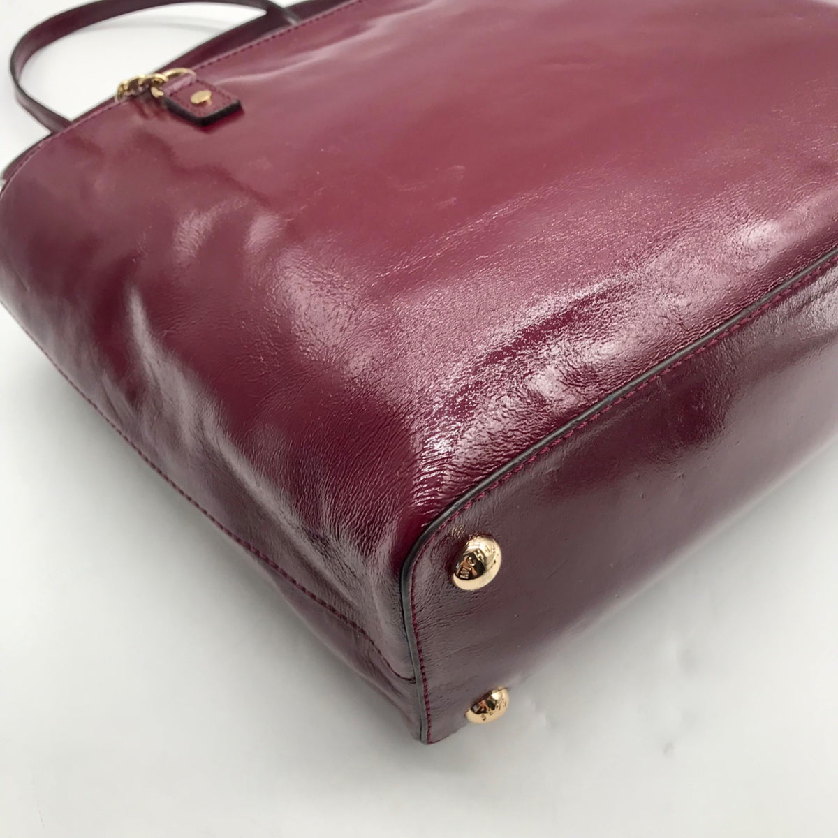 Michael Kors Burgundy Patent Leather Shoulder Bag