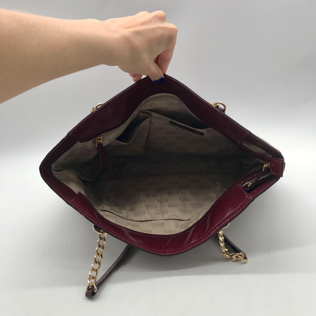 Michael Kors Burgundy Patent Leather Shoulder Bag