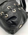 Michael Kors Black Leather Astor Grommet Shoulder Bag