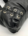 Michael Kors Black Leather Astor Grommet Shoulder Bag