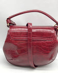 Emporio Armani Burgundy Croc Embossed Leather Crossbody Bag