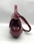 Emporio Armani Burgundy Croc Embossed Leather Crossbody Bag