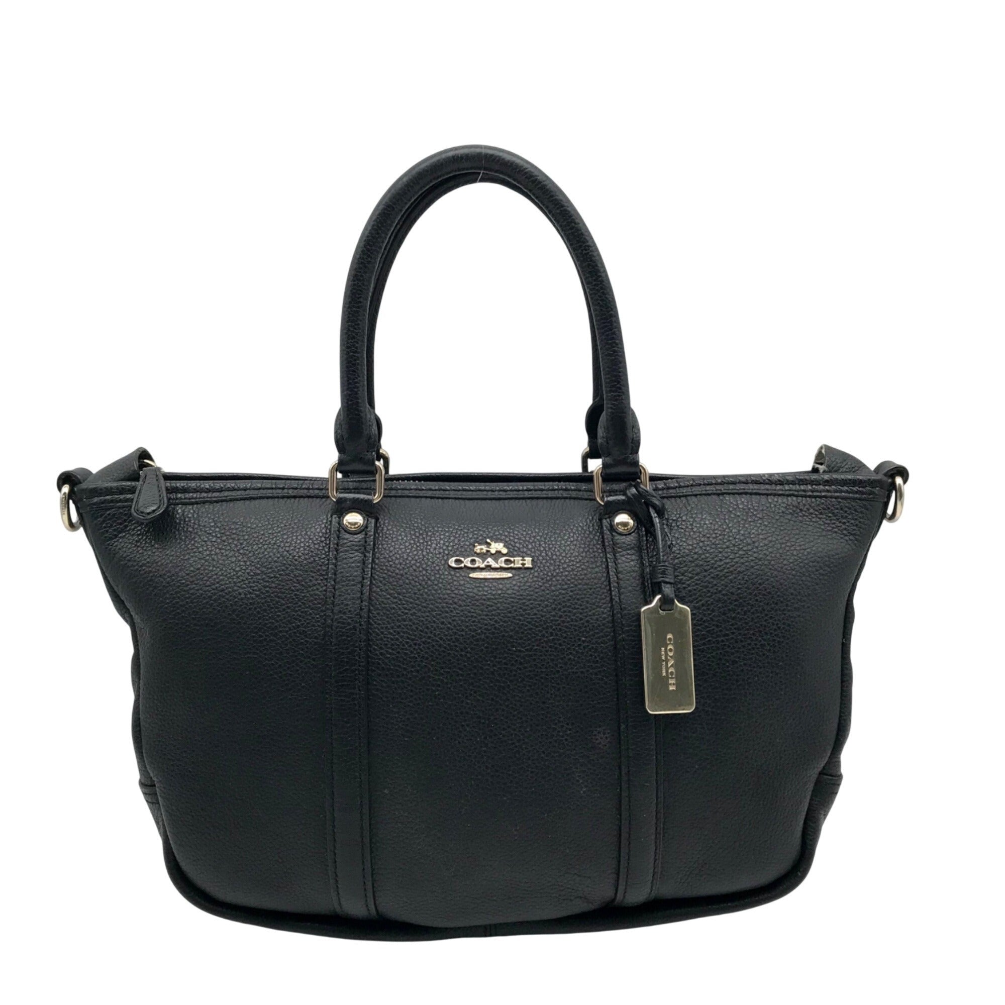 Coach Black Pebbled Leather Convertible Central Satchel Bag