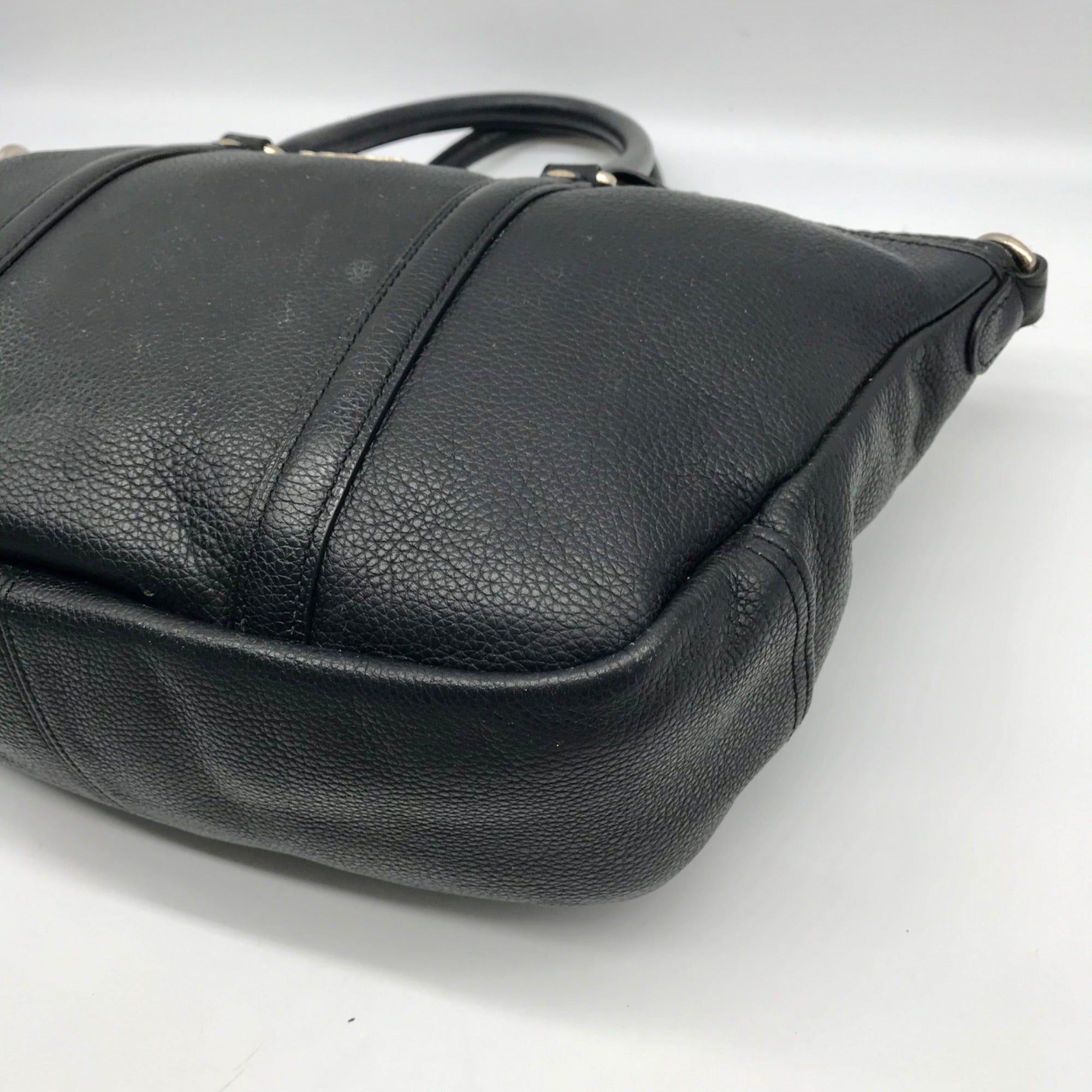 Coach Black Pebbled Leather Convertible Central Satchel Bag