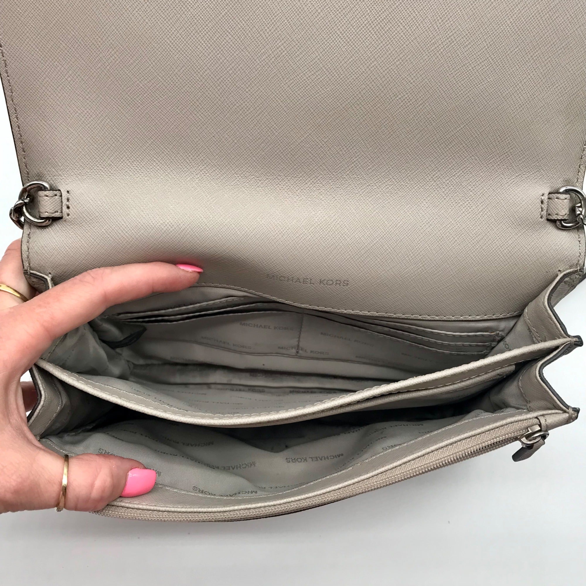 Michael Kors Gray Saffiano Leather Daniela Large Crossbody