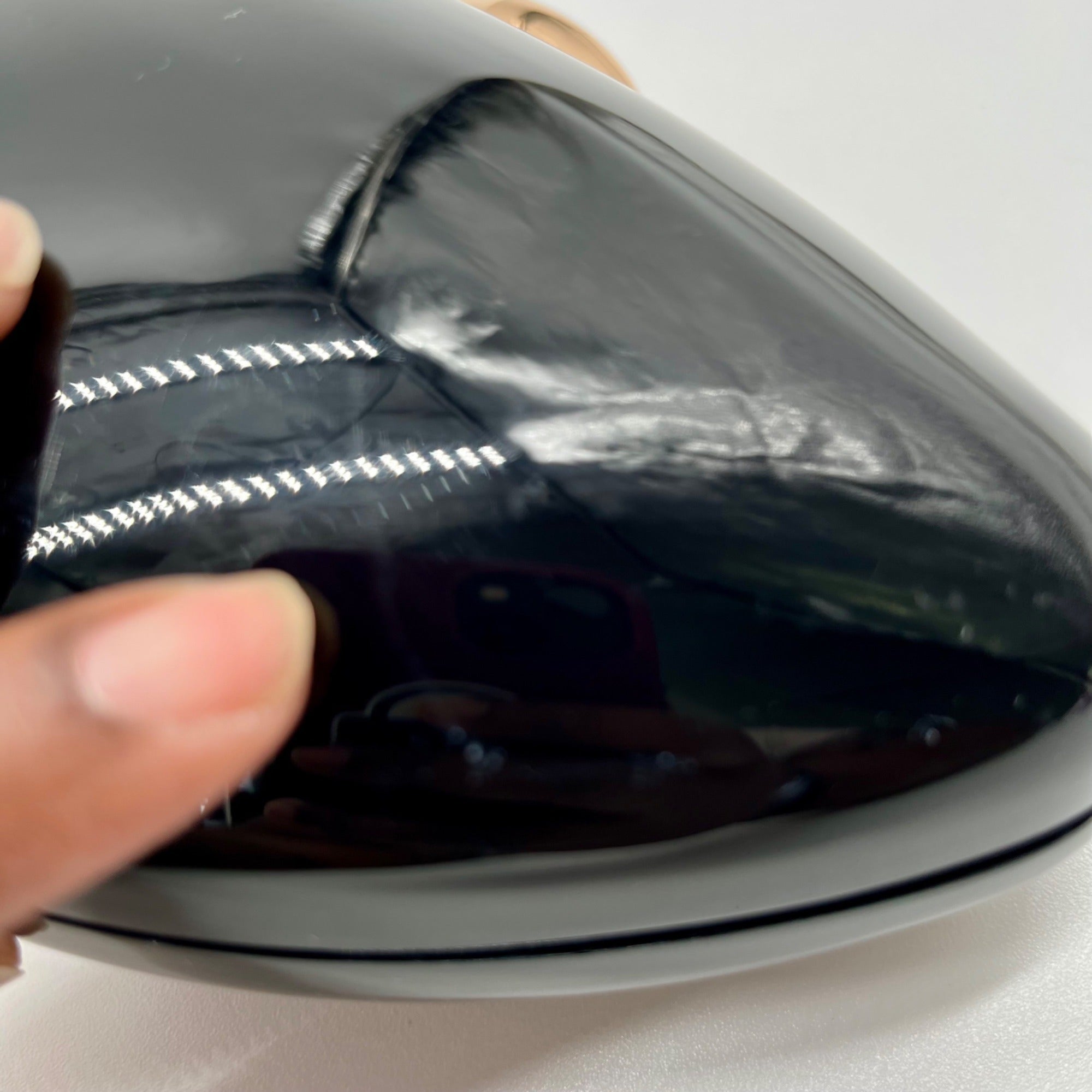 Black Glossy Oval Hard-Case Minaudière Evening Clutch Bag
