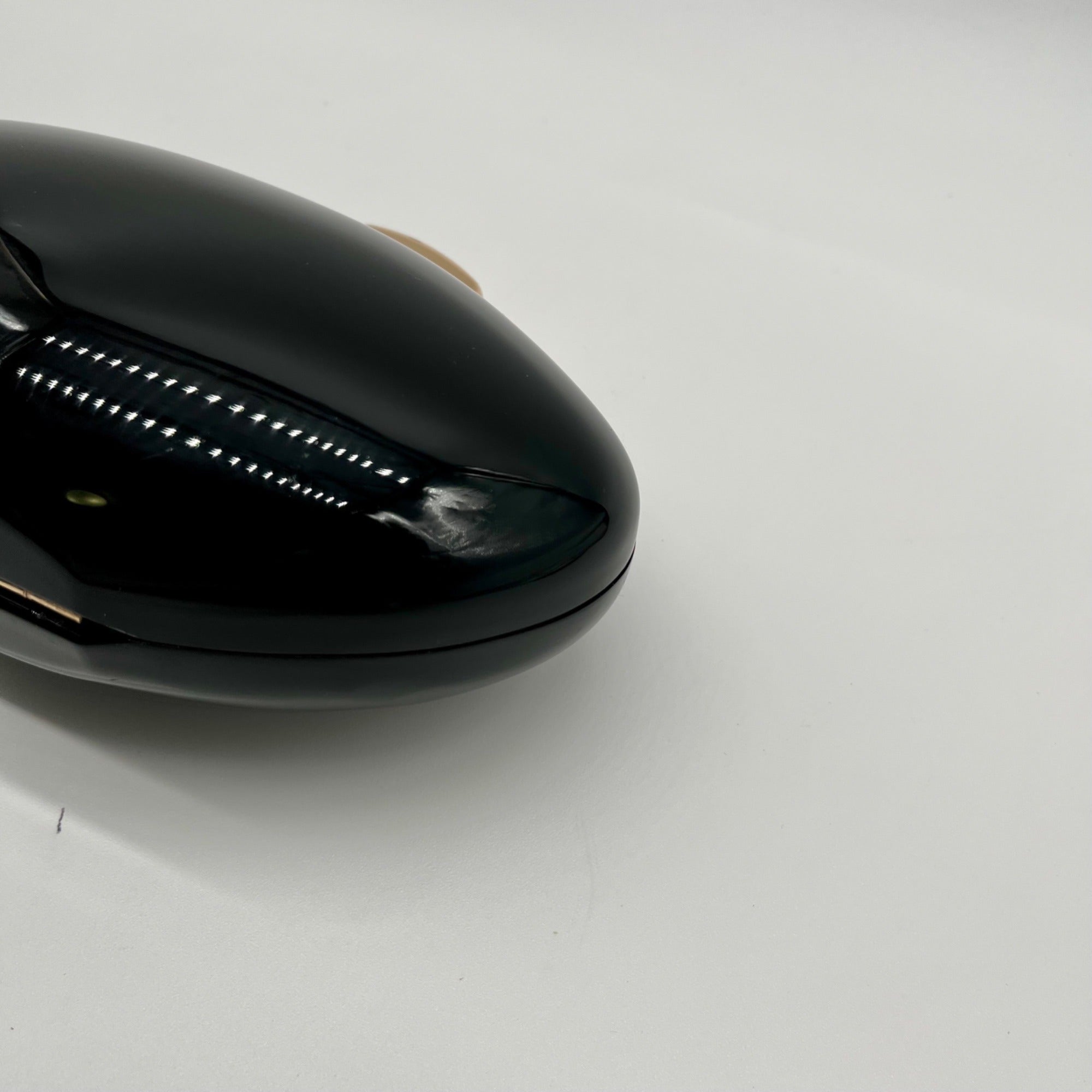 Black Glossy Oval Hard-Case Minaudière Evening Clutch Bag