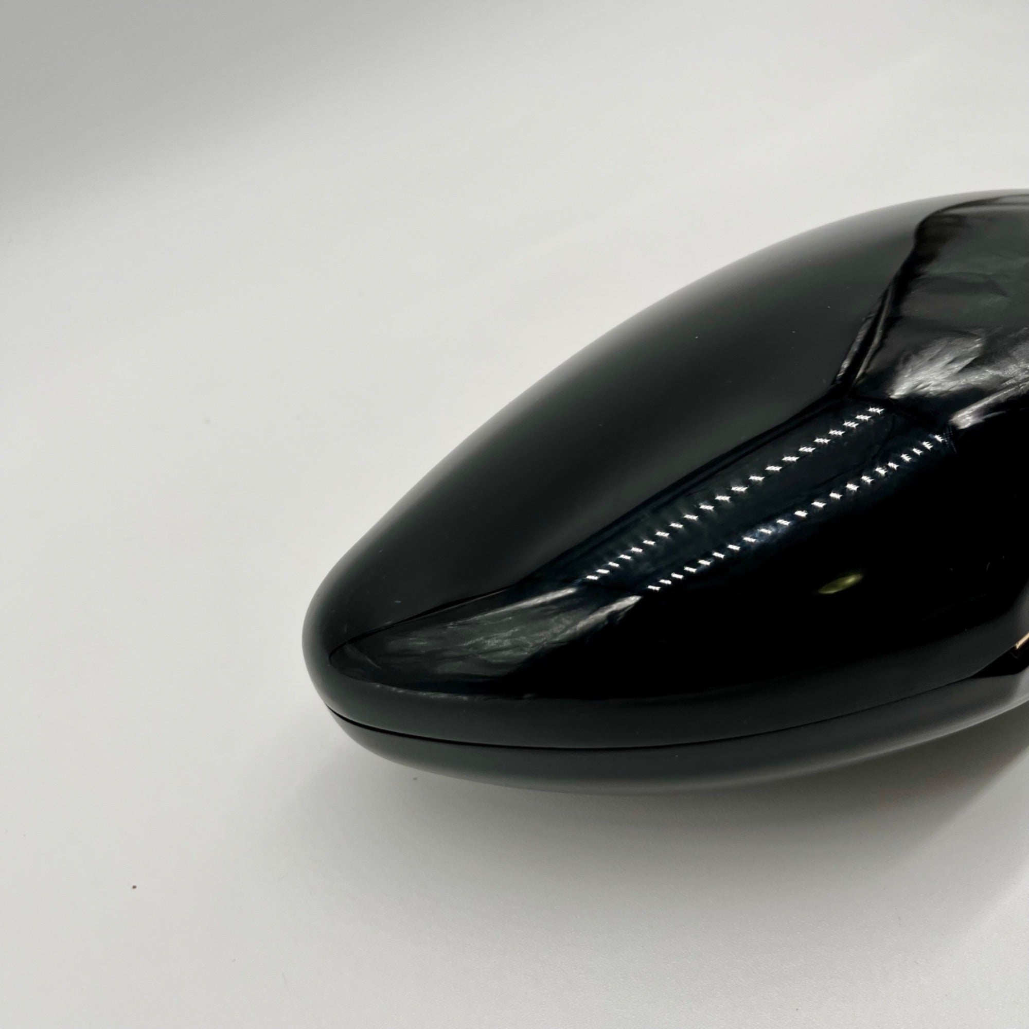 Black Glossy Oval Hard-Case Minaudière Evening Clutch Bag