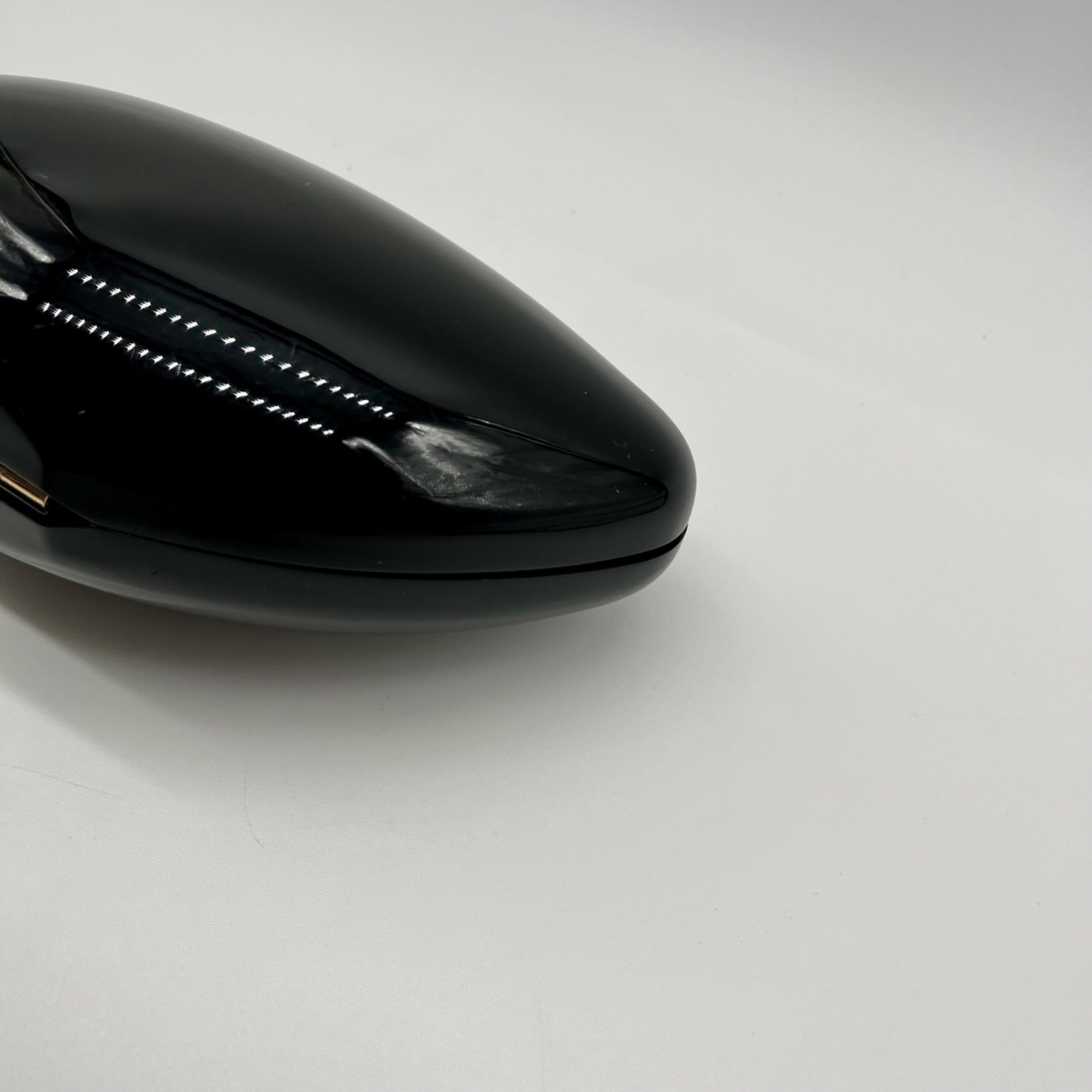 Black Glossy Oval Hard-Case Minaudière Evening Clutch Bag