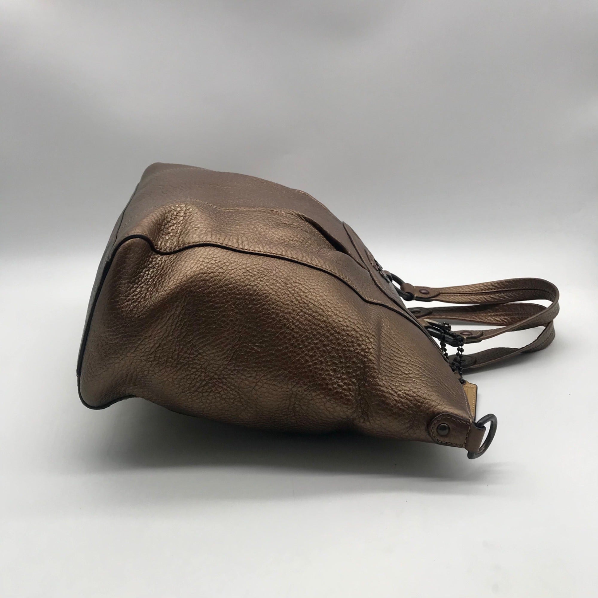 Coach Metallic Bronze Leather Claire Large Satchel