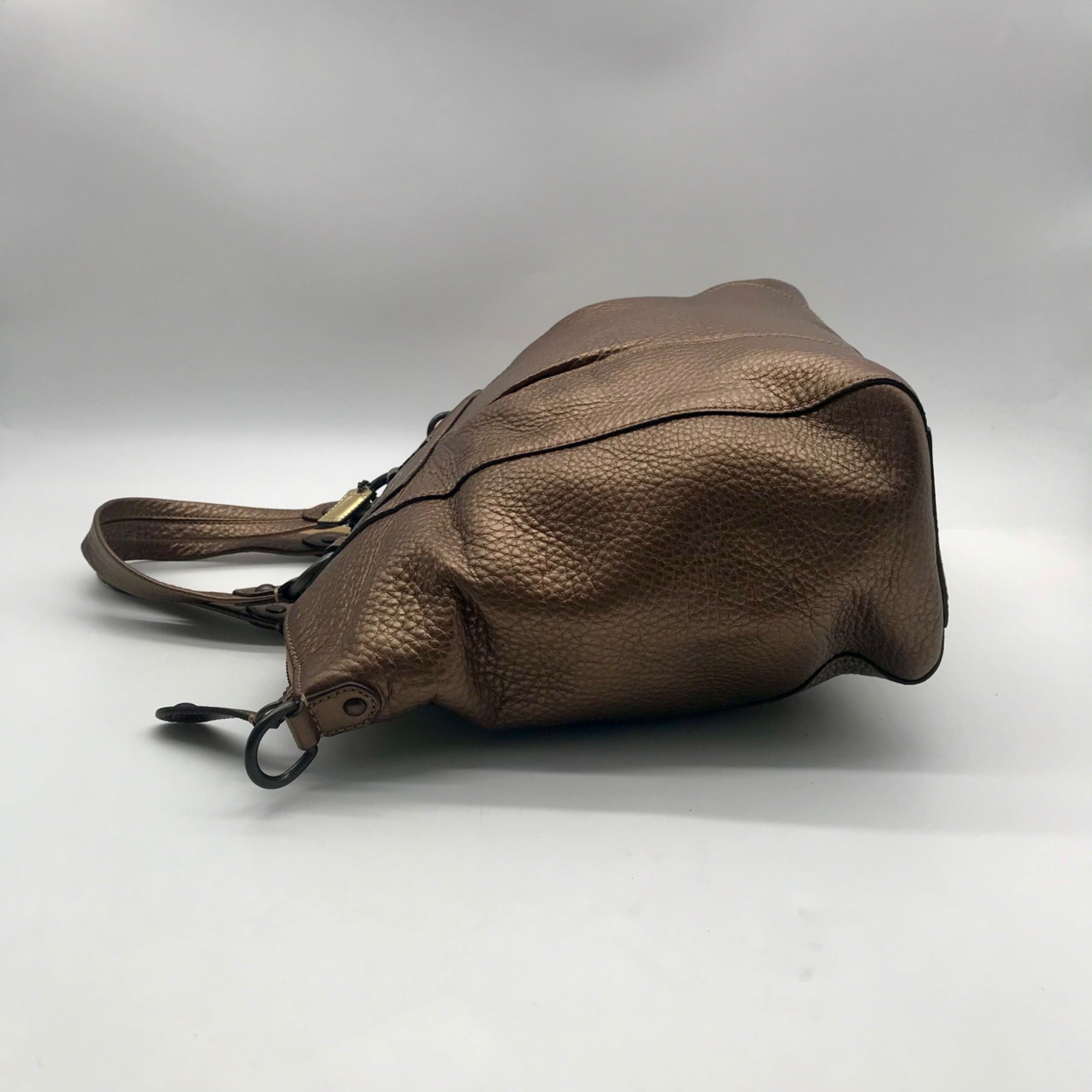 Coach Metallic Bronze Leather Claire Large Satchel