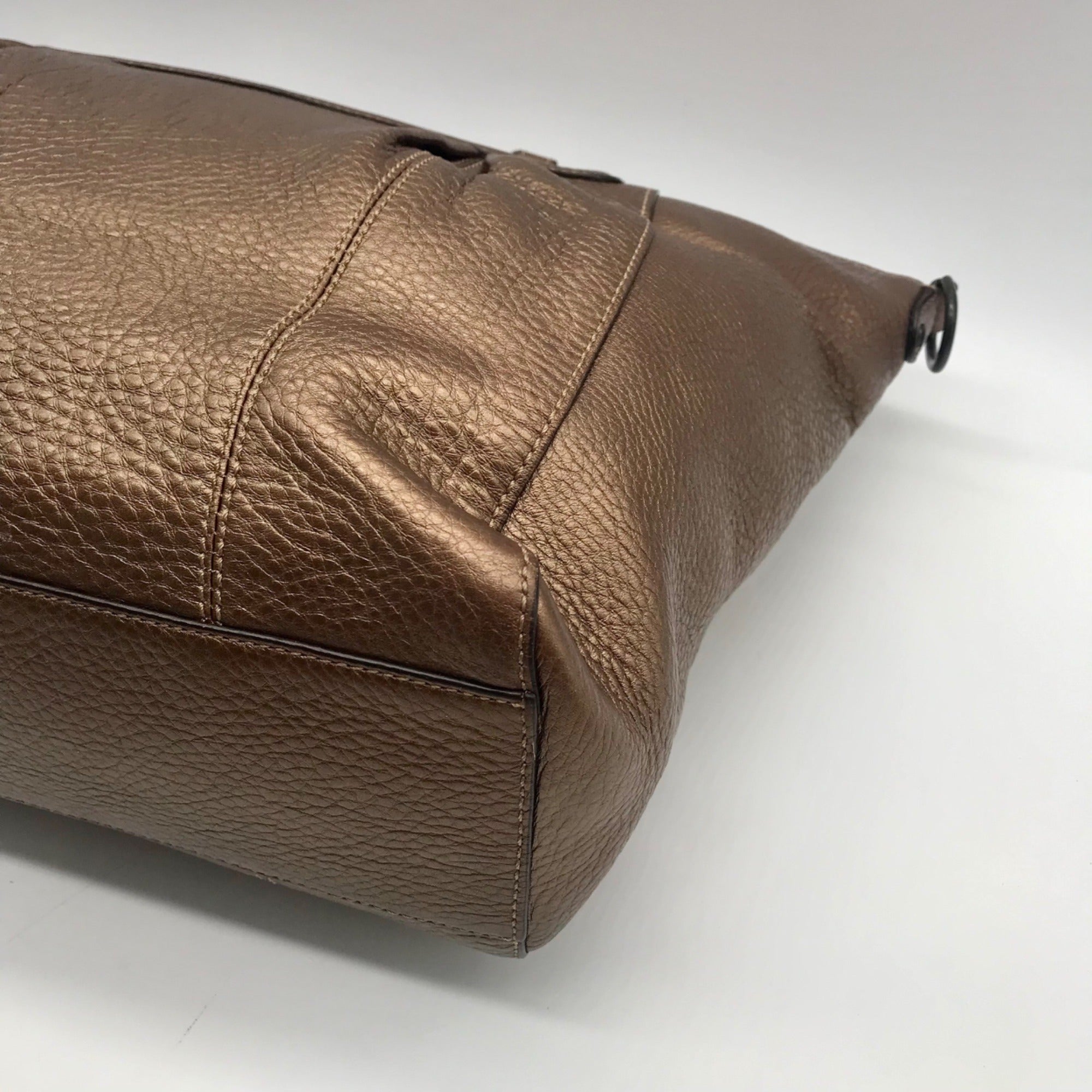 Coach Metallic Bronze Leather Claire Large Satchel