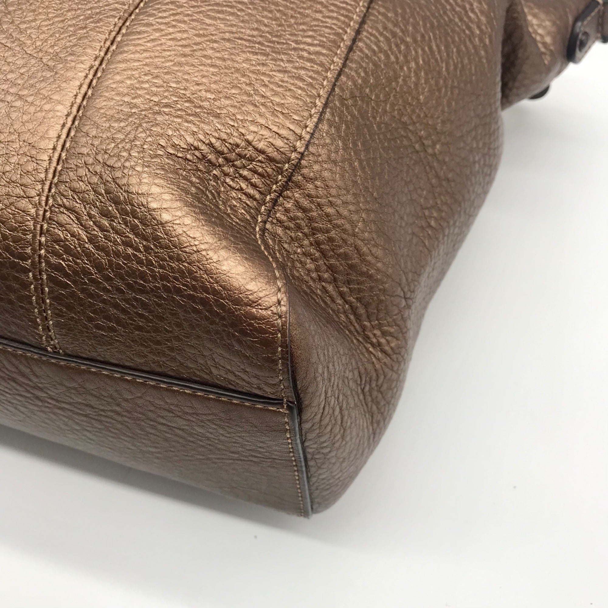 Coach Metallic Bronze Leather Claire Large Satchel