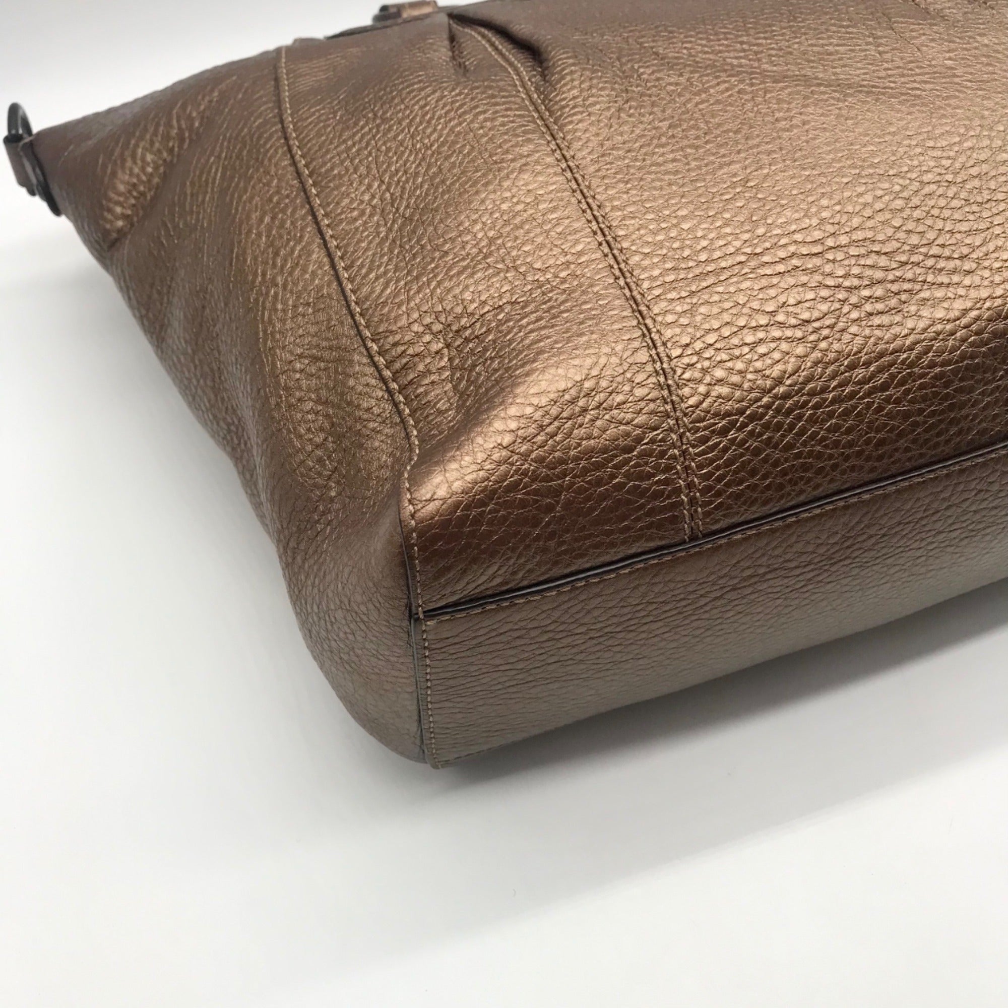 Coach Metallic Bronze Leather Claire Large Satchel