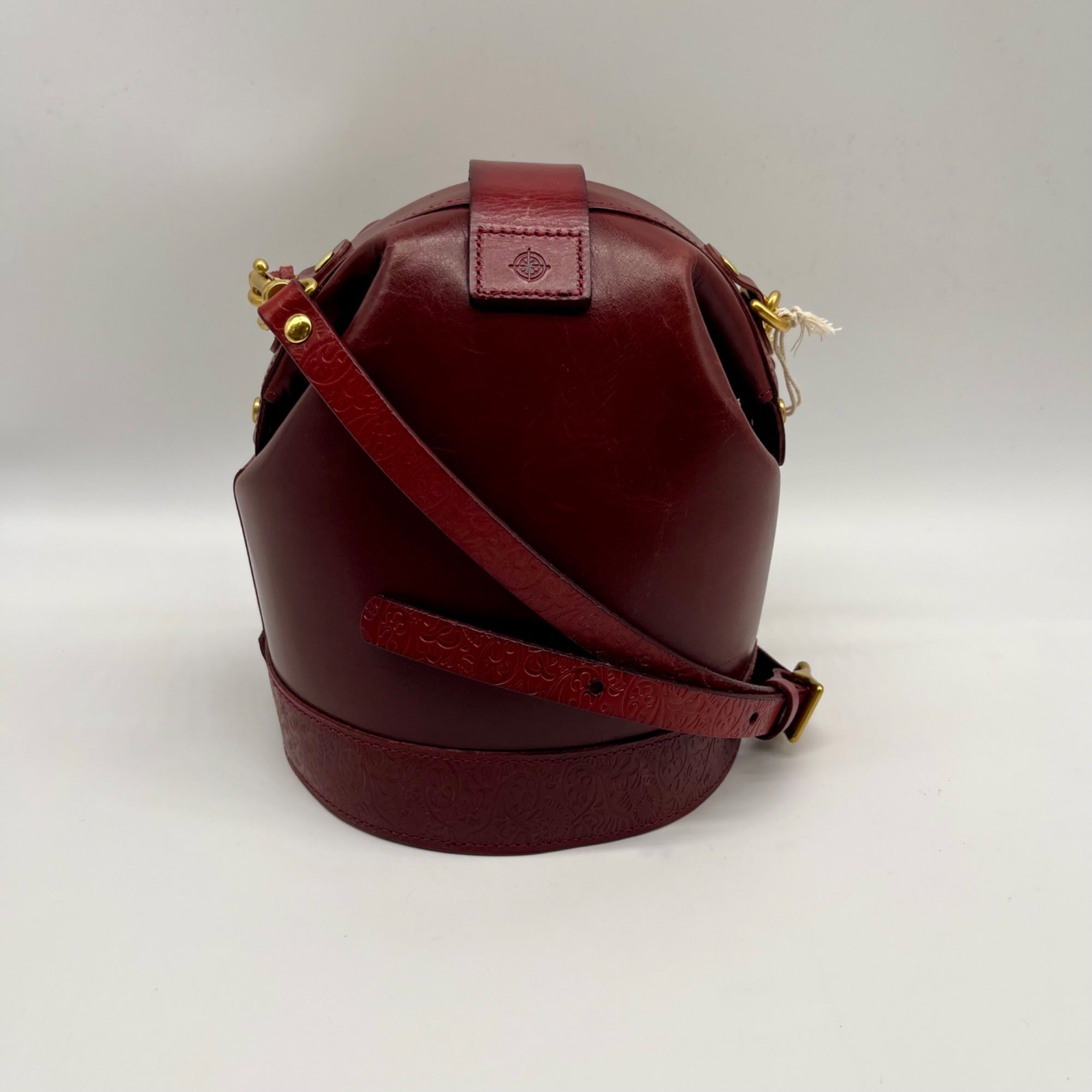 Old Trend Red Leather Doctor Bucket Crossbody Bag