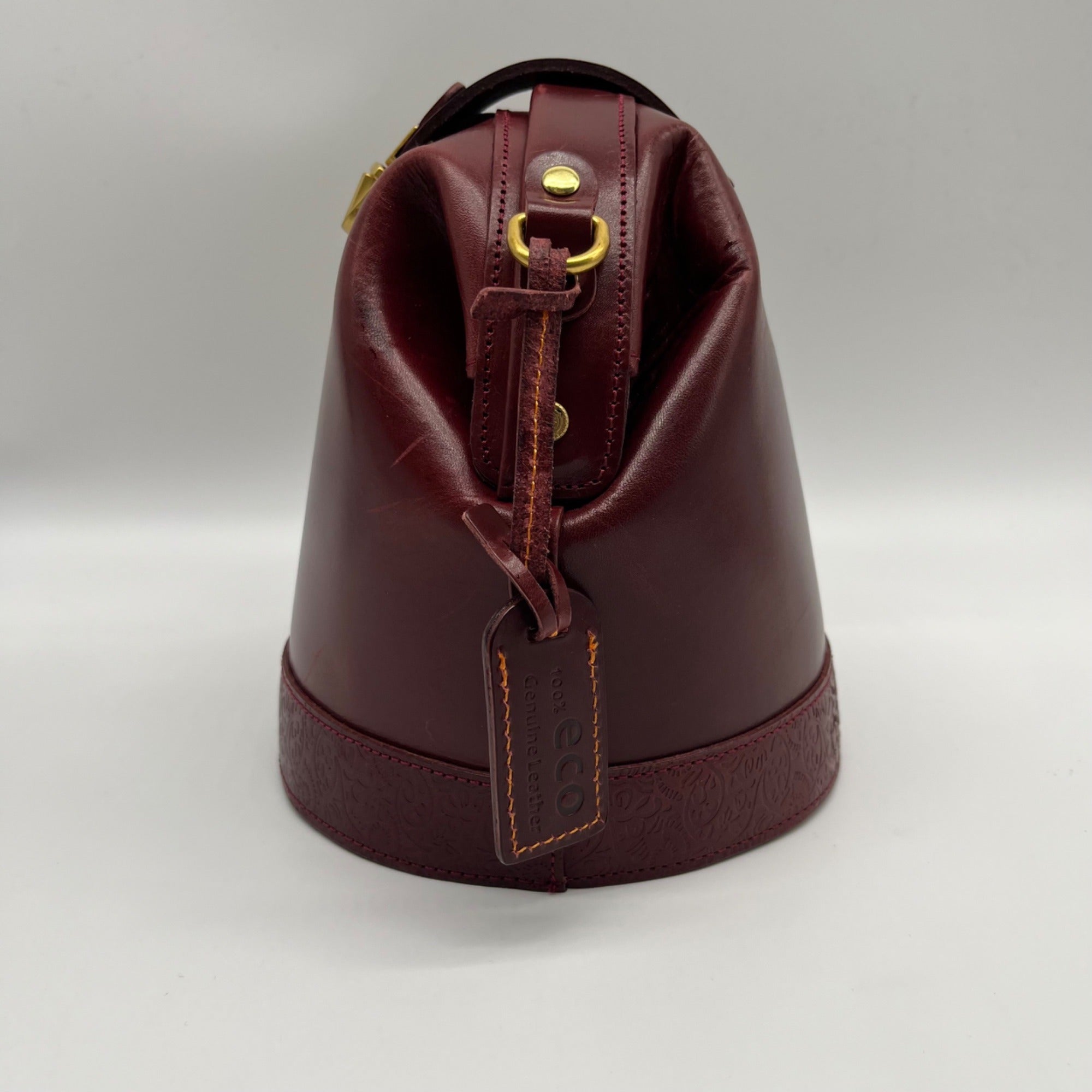 Old Trend Red Leather Doctor Bucket Crossbody Bag