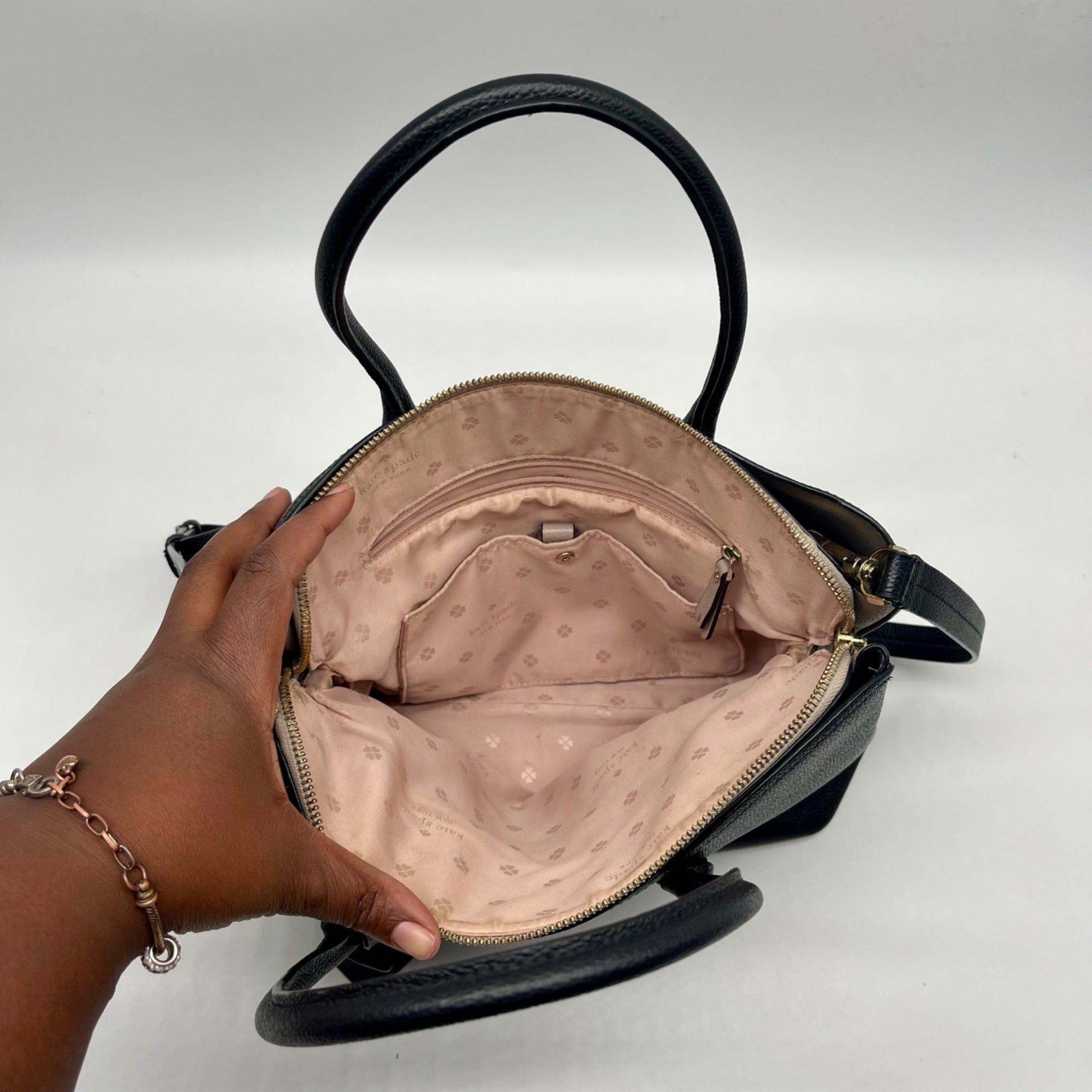 Kate Spade Black Pebbled Leather Margaux Satchel Bag