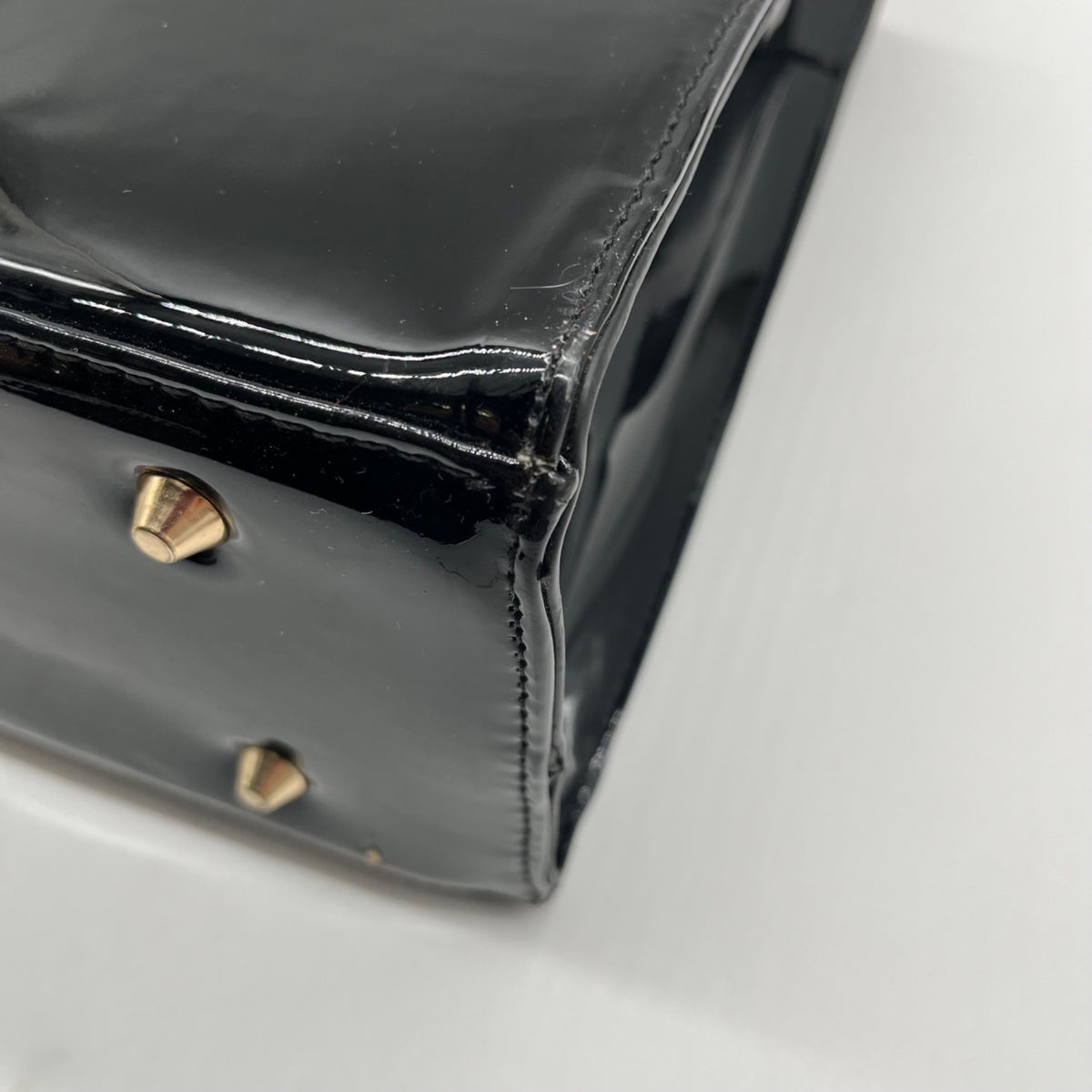 Dasein Black Patent Faux Leather Bamboo Handle Tote Bag