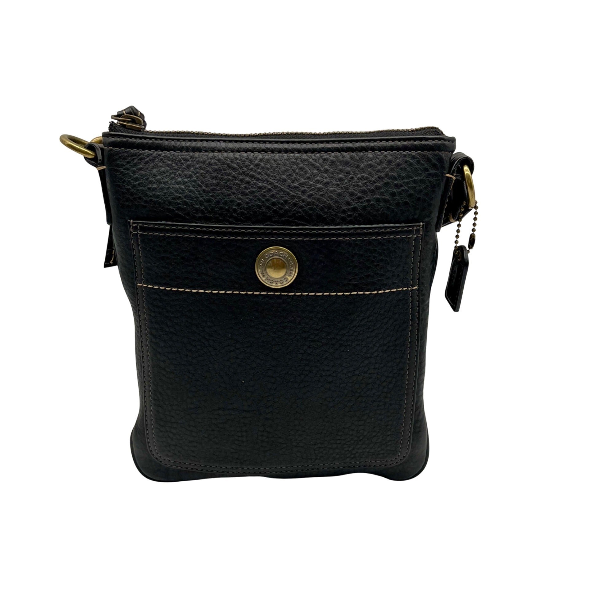 Coach Black Pebbled Leather Kitt Messenger Crossbody Bag