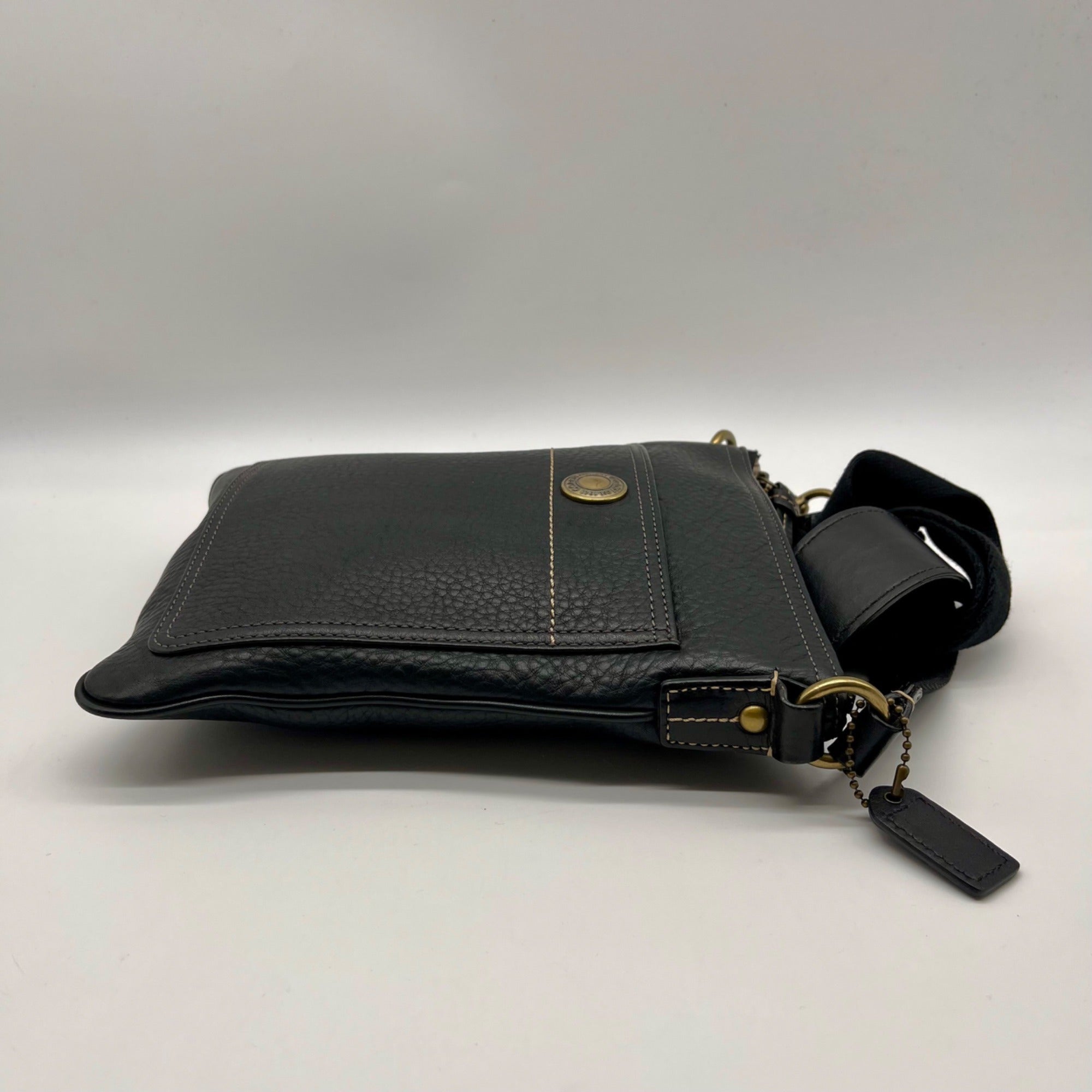 Coach Black Pebbled Leather Kitt Messenger Crossbody Bag