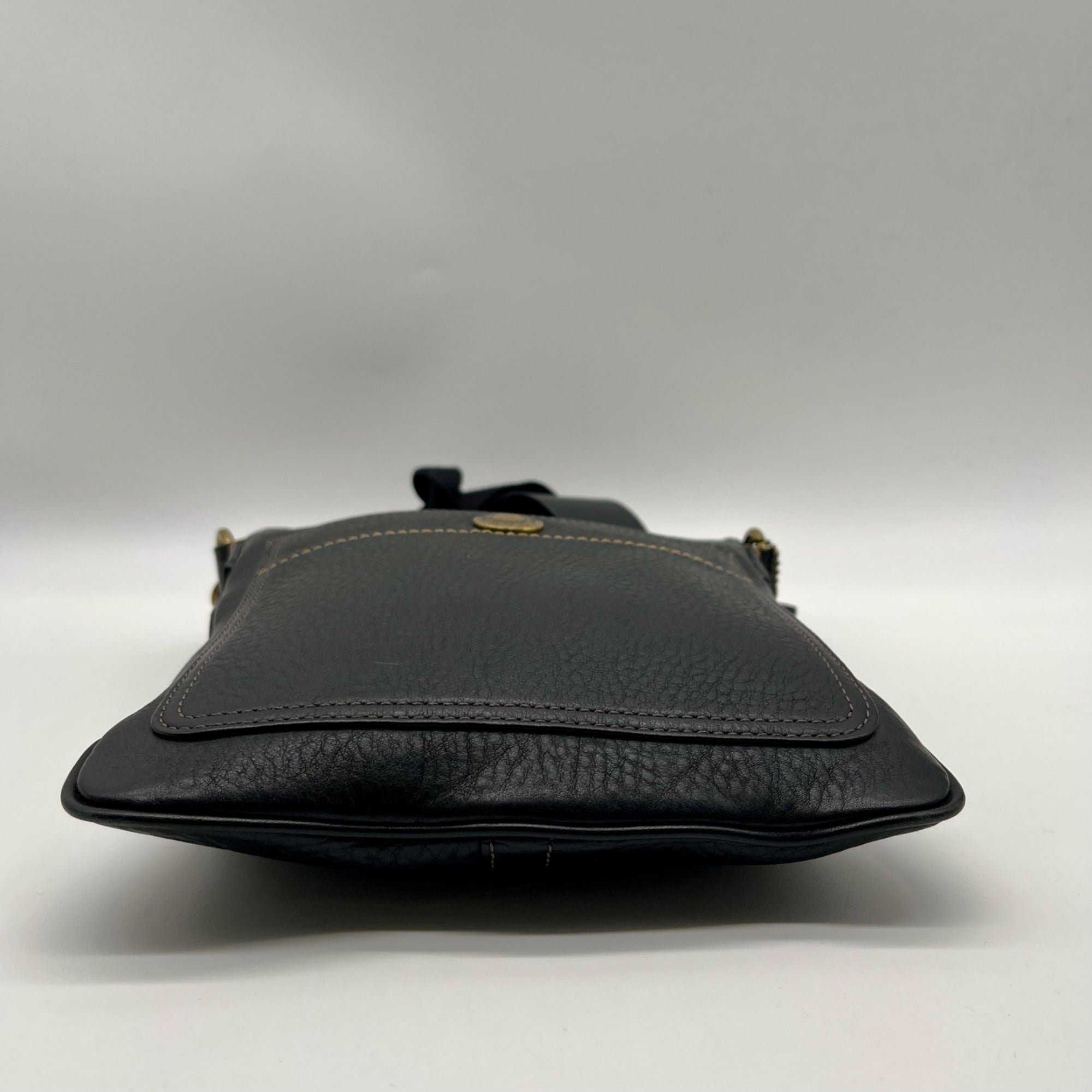 Coach Black Pebbled Leather Kitt Messenger Crossbody Bag