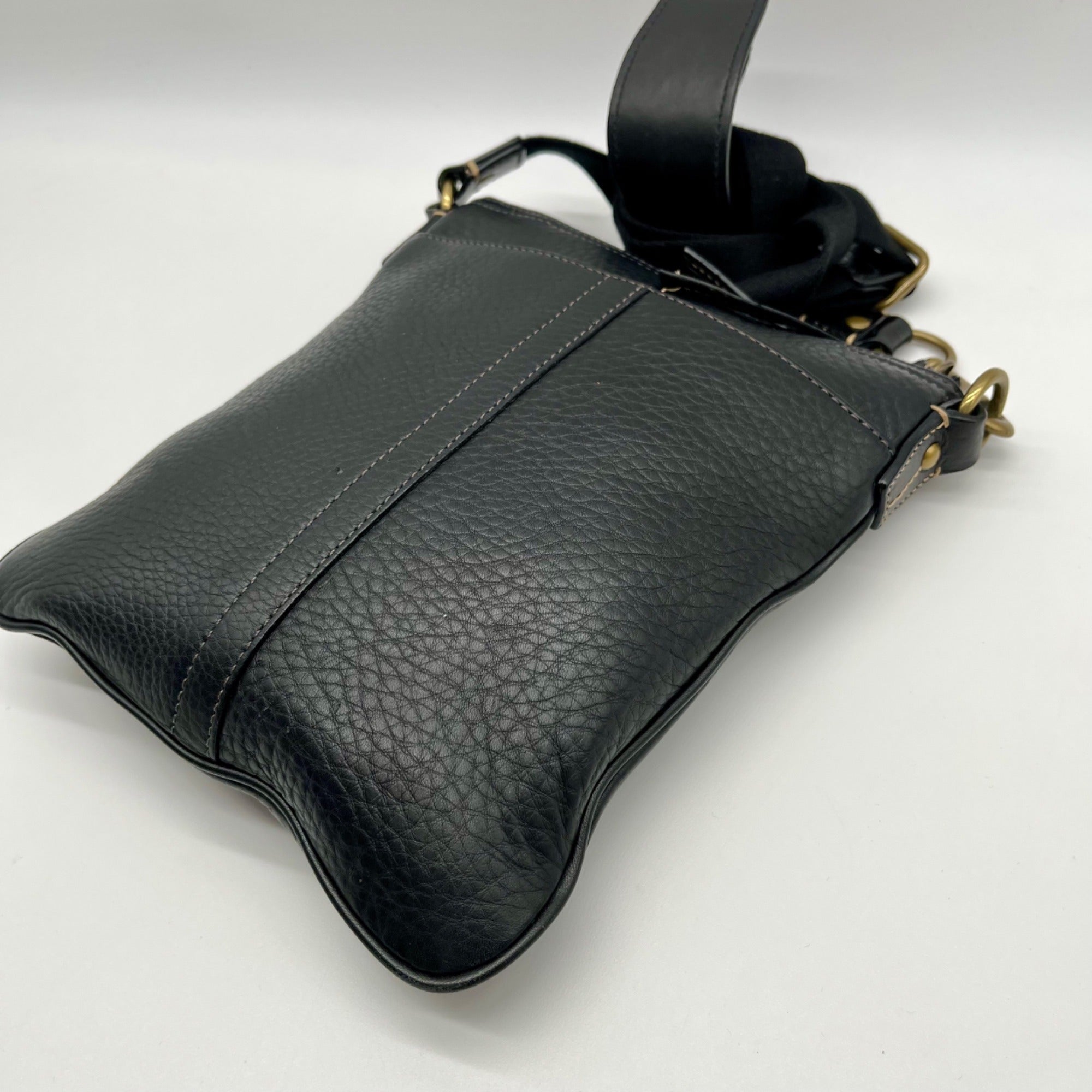 Coach Black Pebbled Leather Kitt Messenger Crossbody Bag