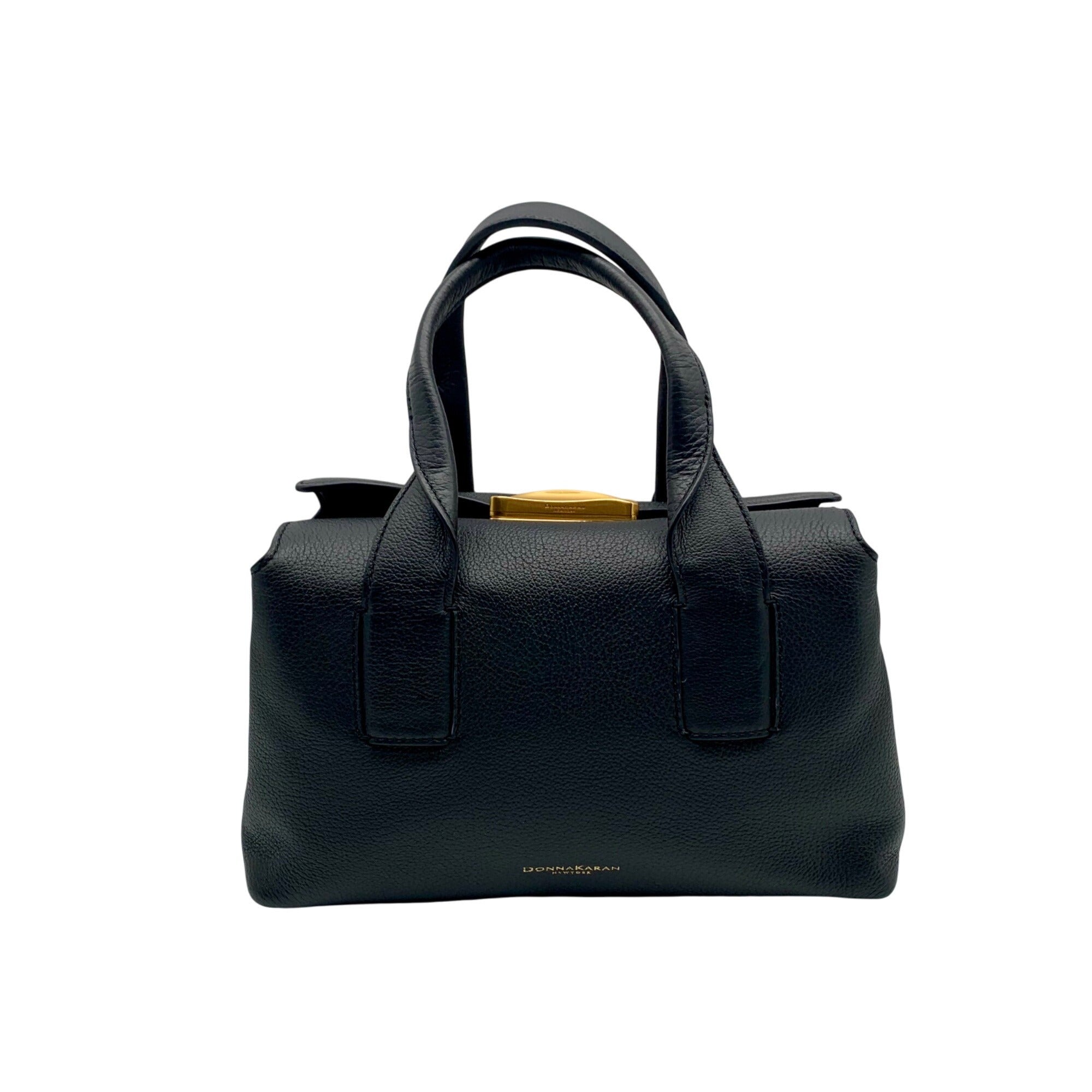 Donna Karan Black Pebbled Leather Amagansett Convertible Satchel Bag