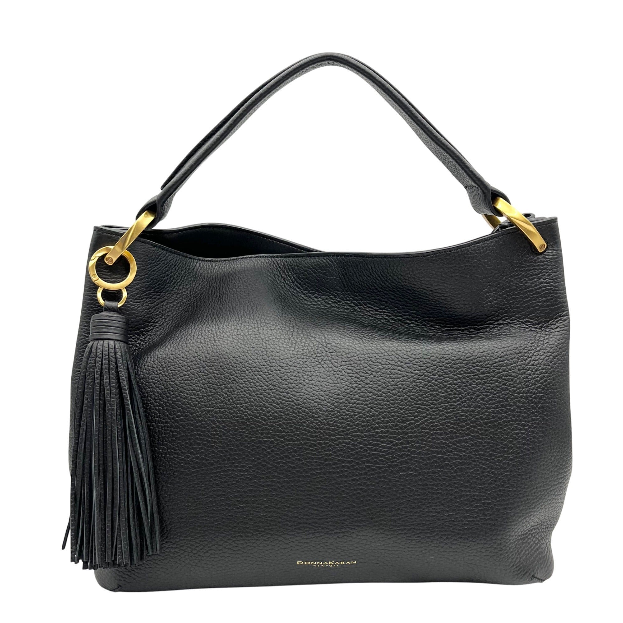 Donna Karan Black Pebbled Leather Glenwood Shoulder Bag