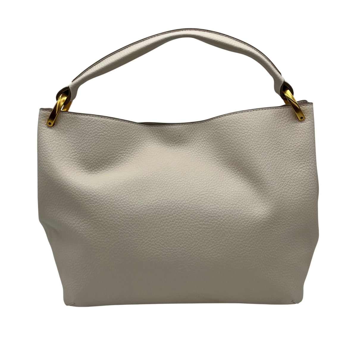 Donna Karan Ivory Pebbled Leather Slouchy Shoulder Bag