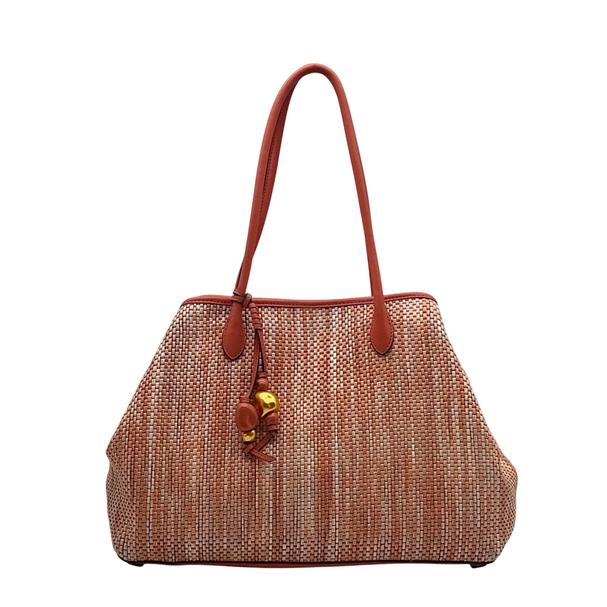 Donna Karan Salmon Raffia Weekend Tote Bag