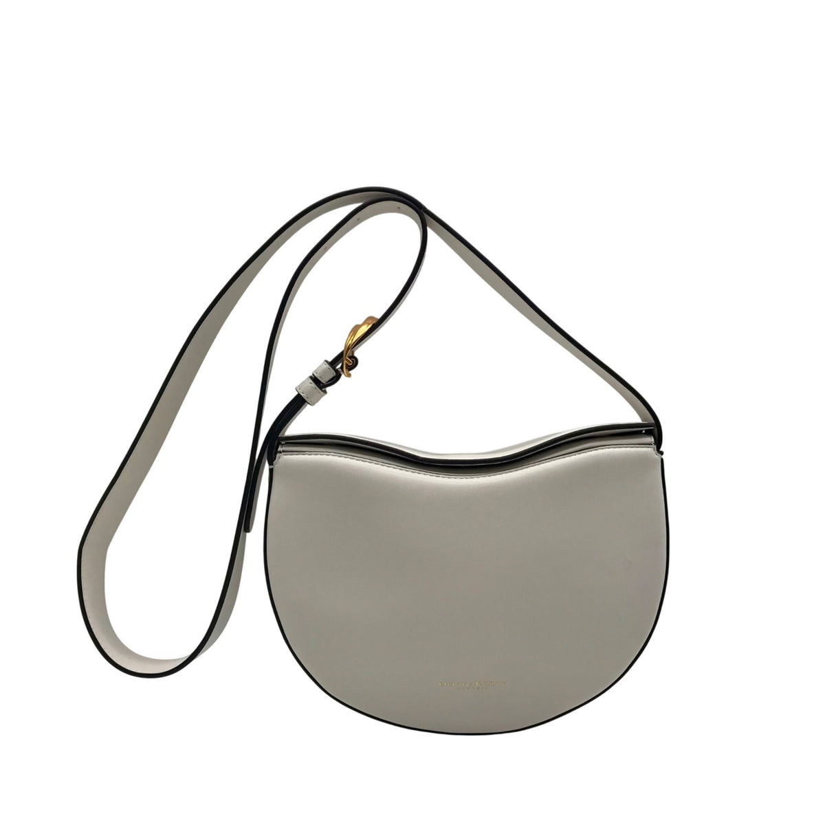 Donna Karan White Valley Stream Leather Buckle Crossbody Bag
