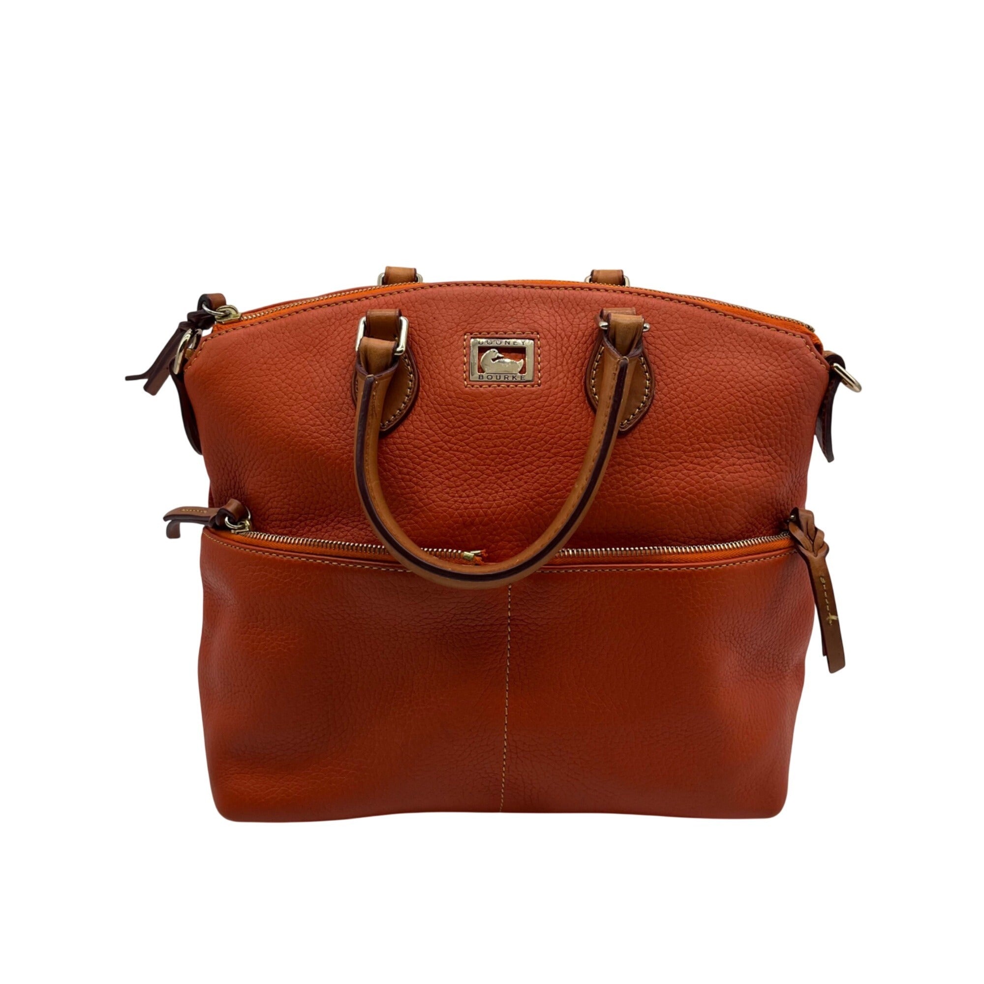 Dooney And Bourke Burnt Orange Pebbled Leather Satchel
