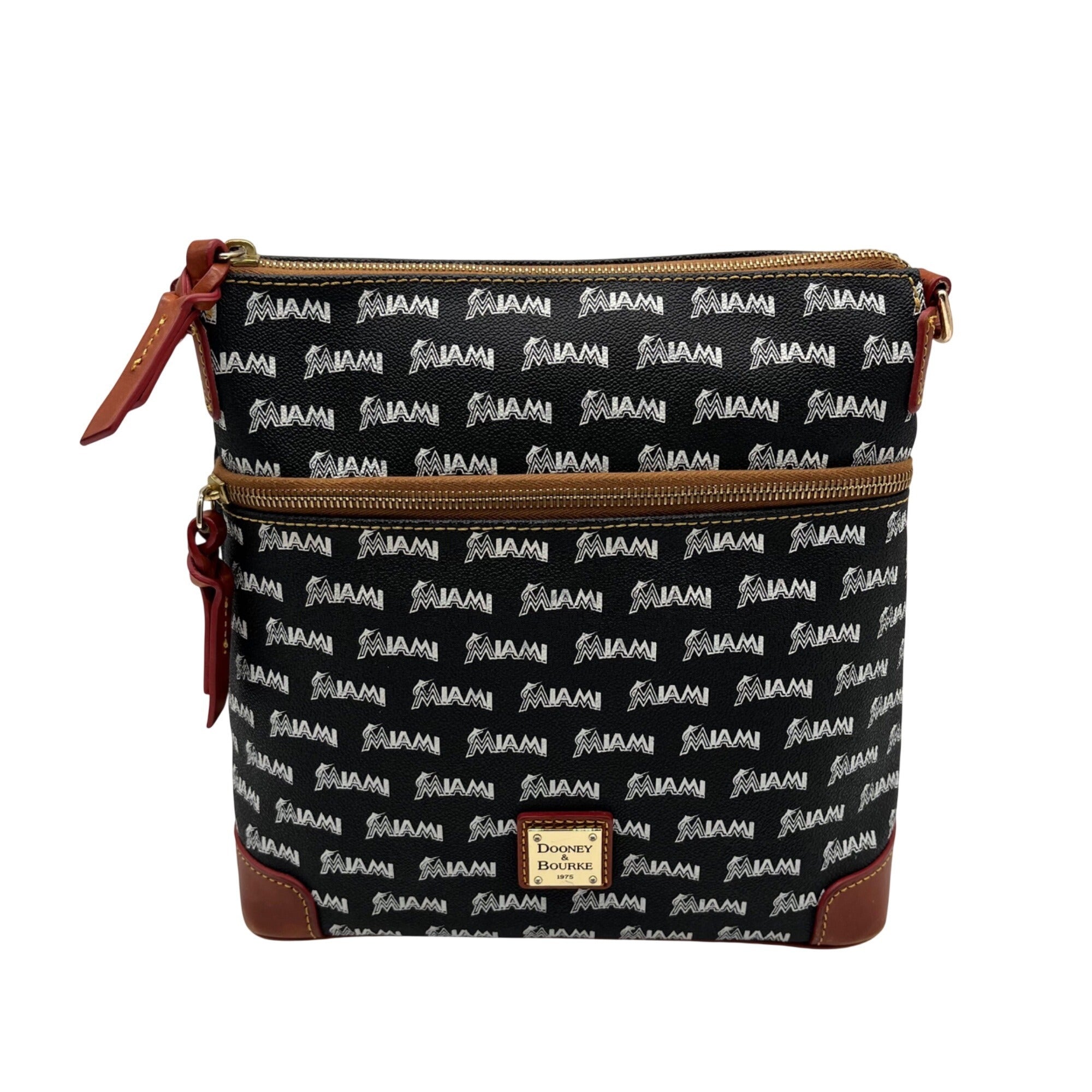 Dooney &amp; Bourke Black And White Miami Dolphins Crossbody Set