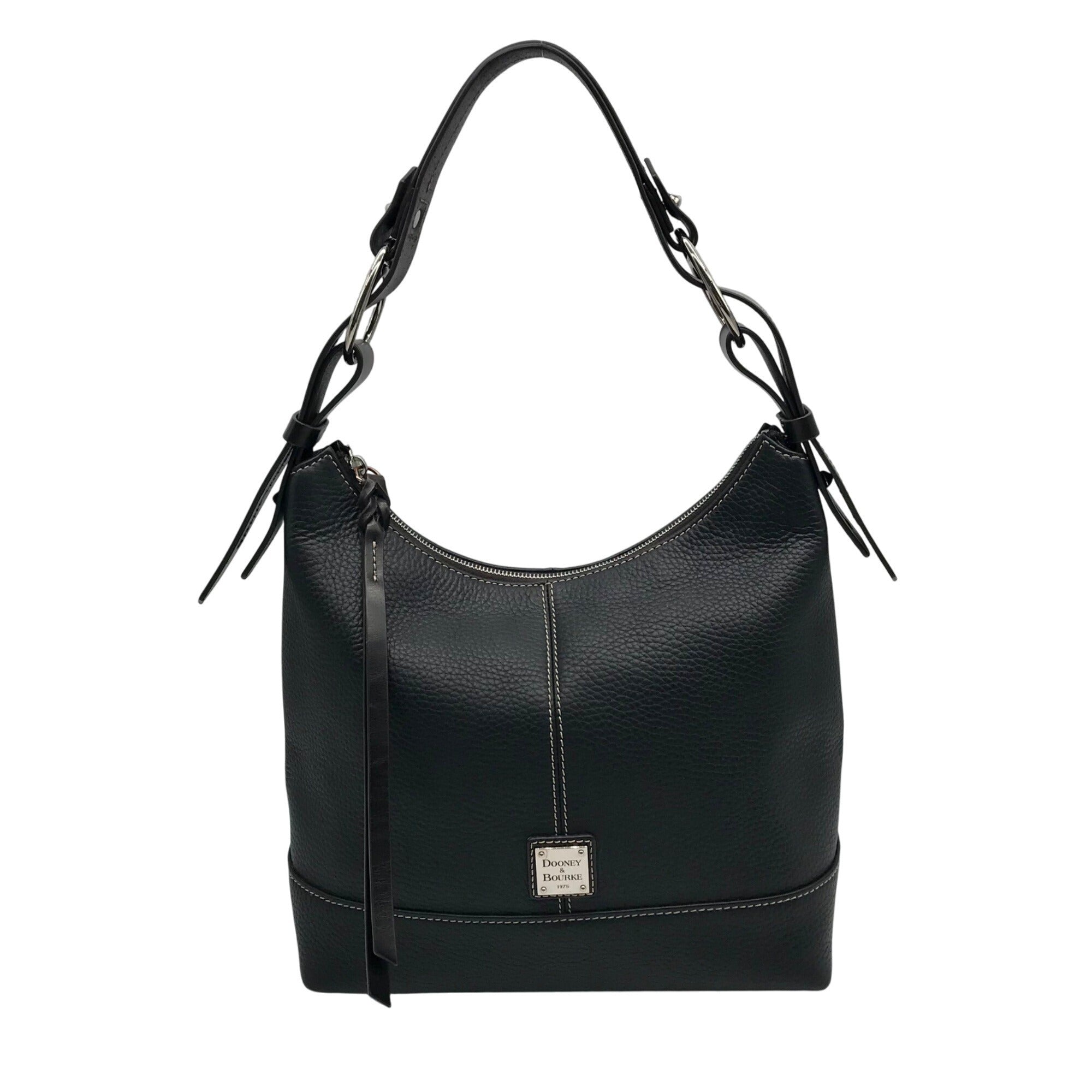 Dooney & Bourke Black Pebbled Grain Leather Hobo Shoulder Bag