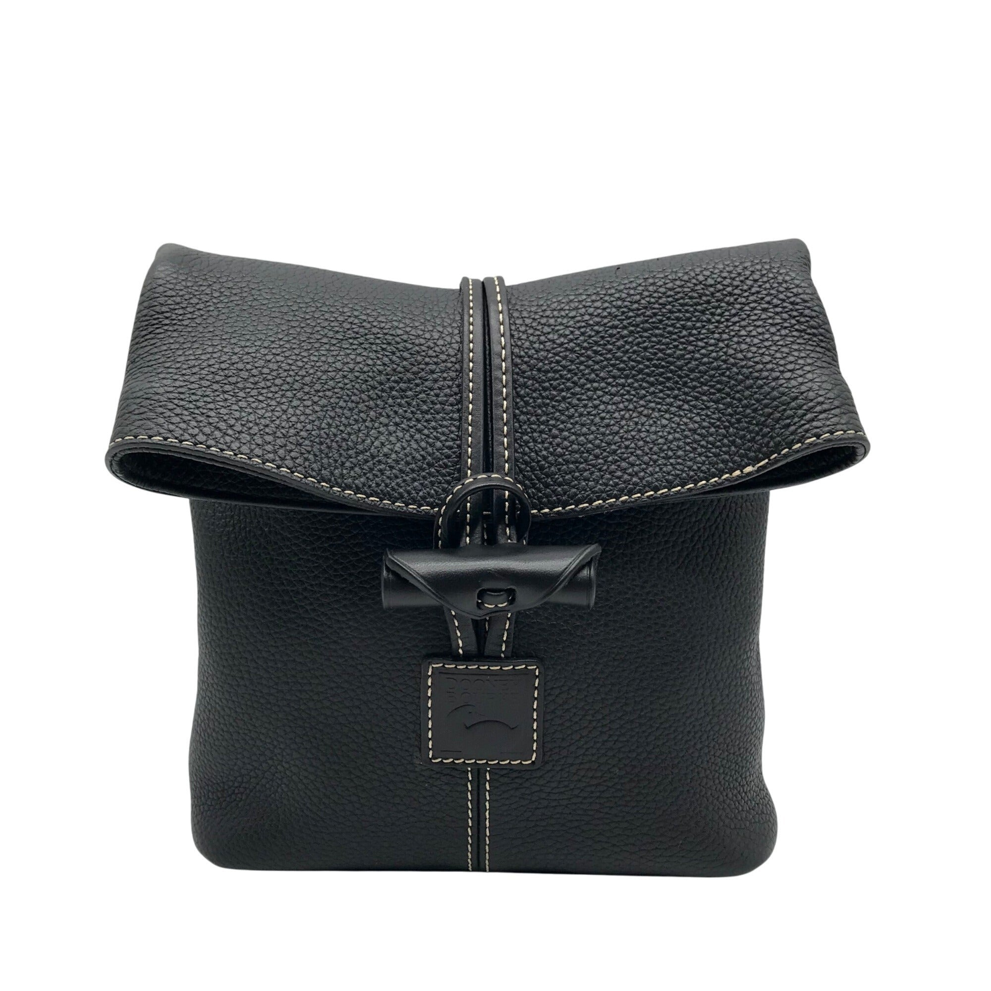 Dooney & Bourke Black Pebbled Grain Leather Toggle Crossbody Bag 