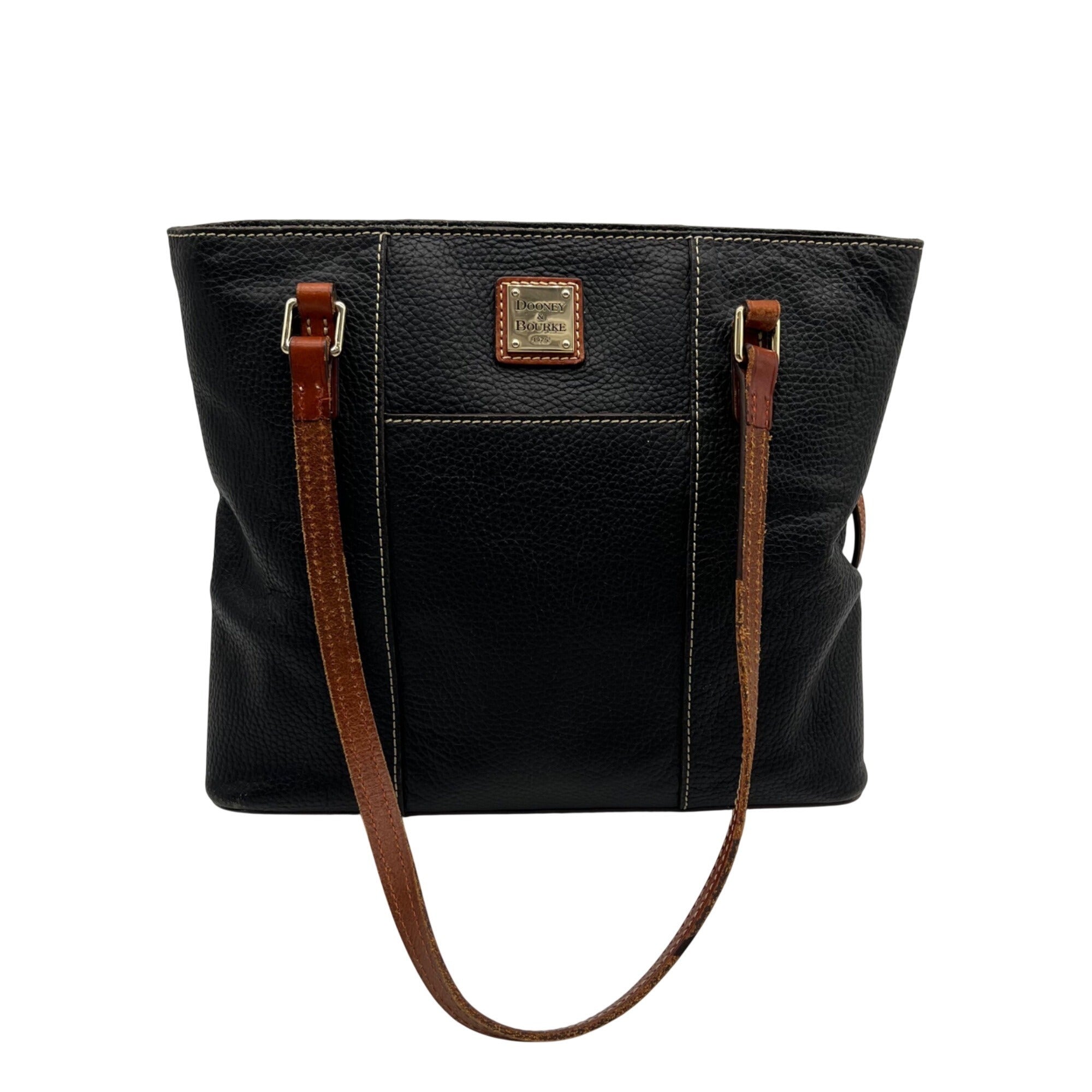 Dooney &amp; Bourke Black Pebbled Leather Lexington Tote Bag