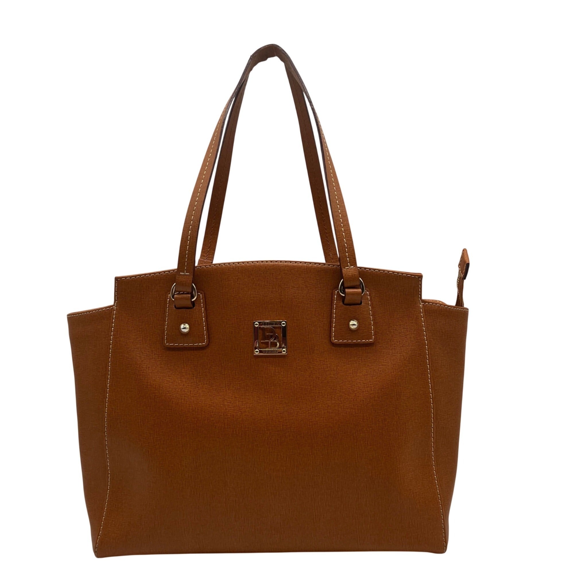 Dooney &amp; Bourke Brown Crosshatch Leather Tote Bag 