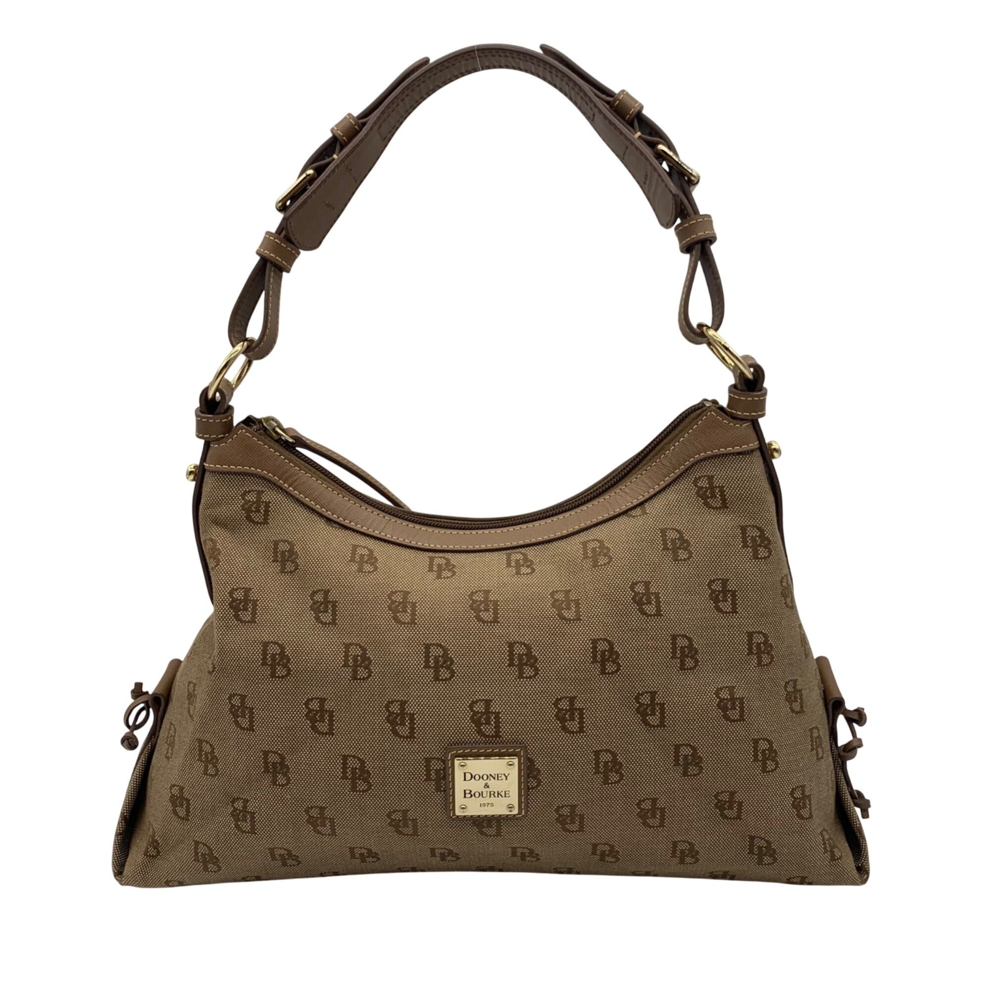 Dooney & Bourke Brown Vintage Monogram Canvas Shoulder Hobo Bag