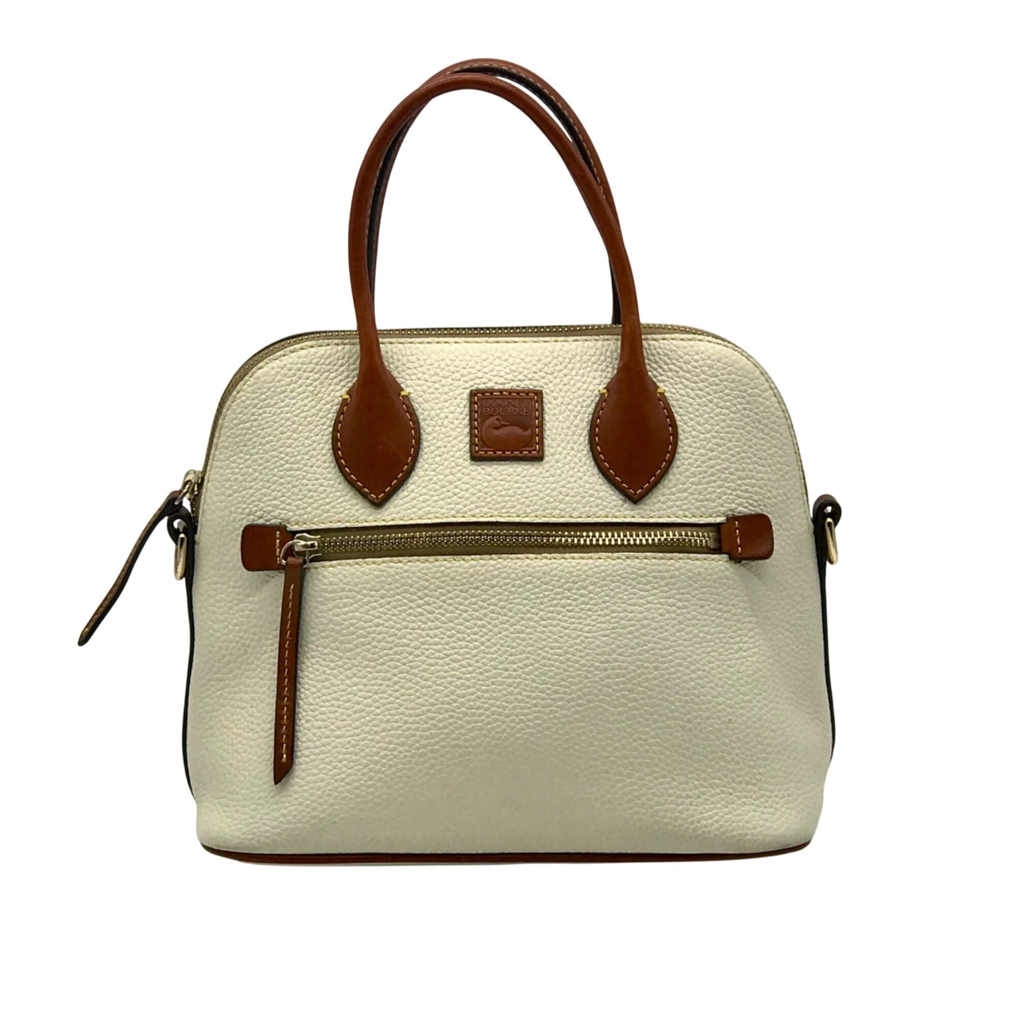 Dooney &amp; Bourke Cream Pebbled Leather Dome Satchel