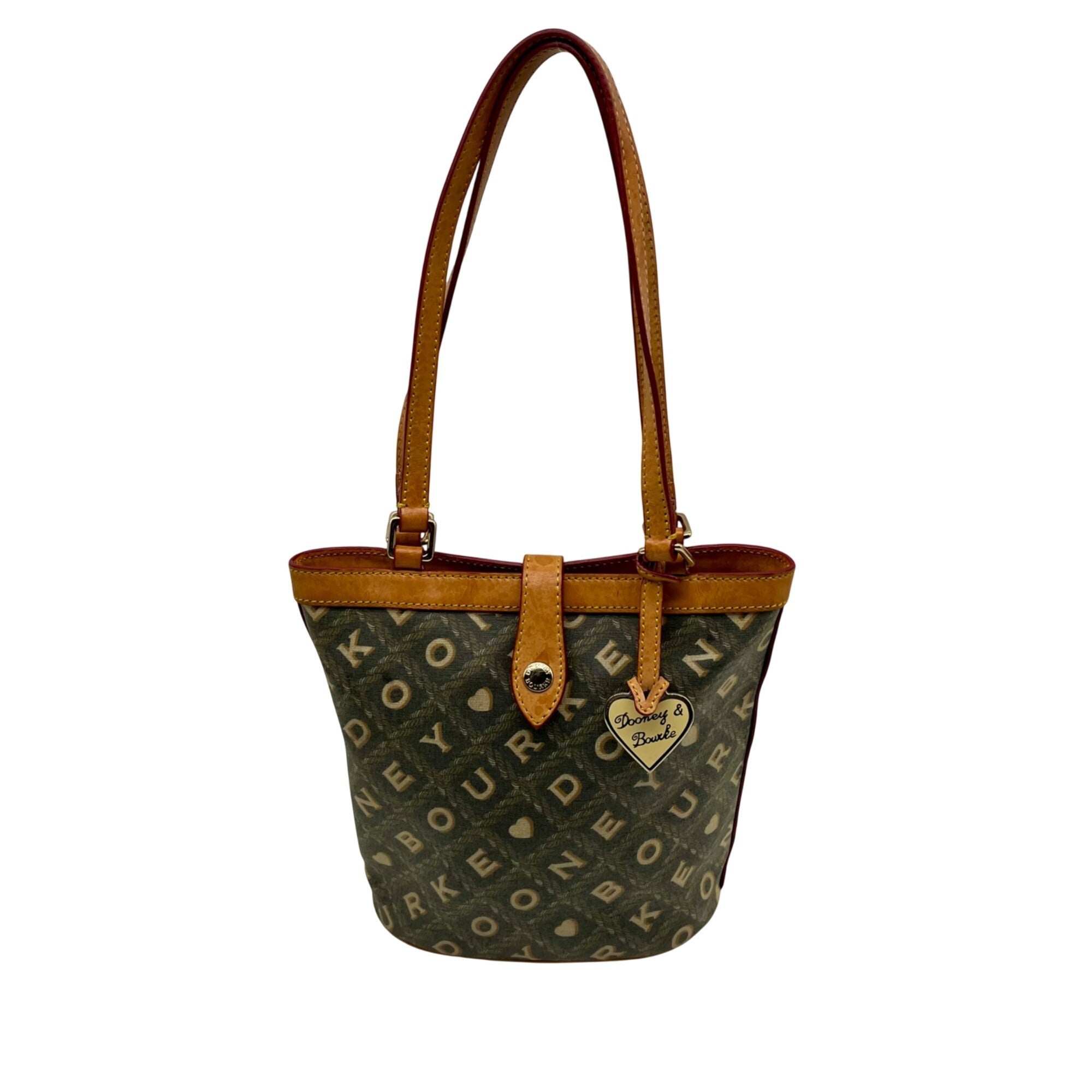 Dooney &amp; Bourke Gray Coated Canvas Monogram Print Crossword Tote Bag